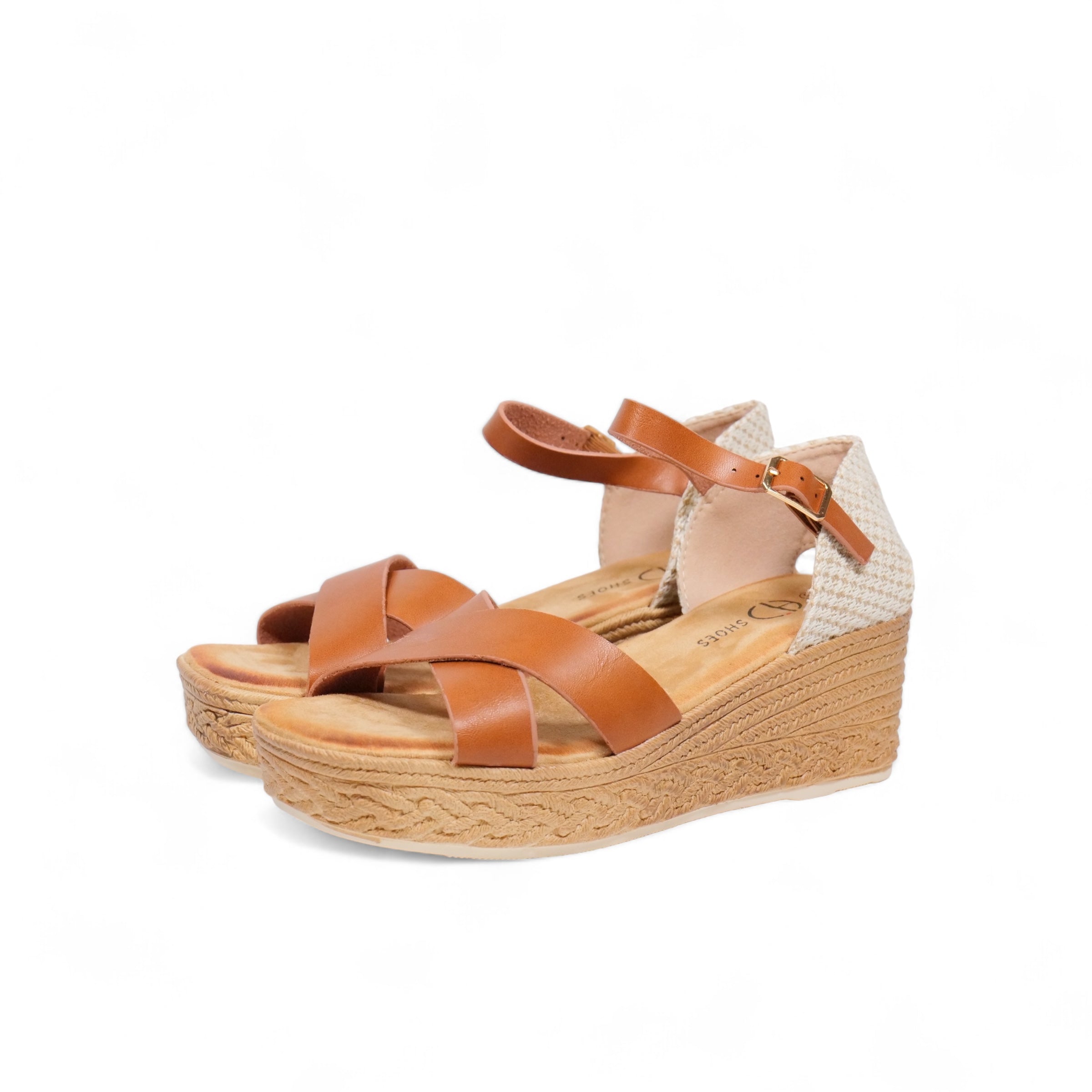 Sandalias de cuña con tiras cruzadas