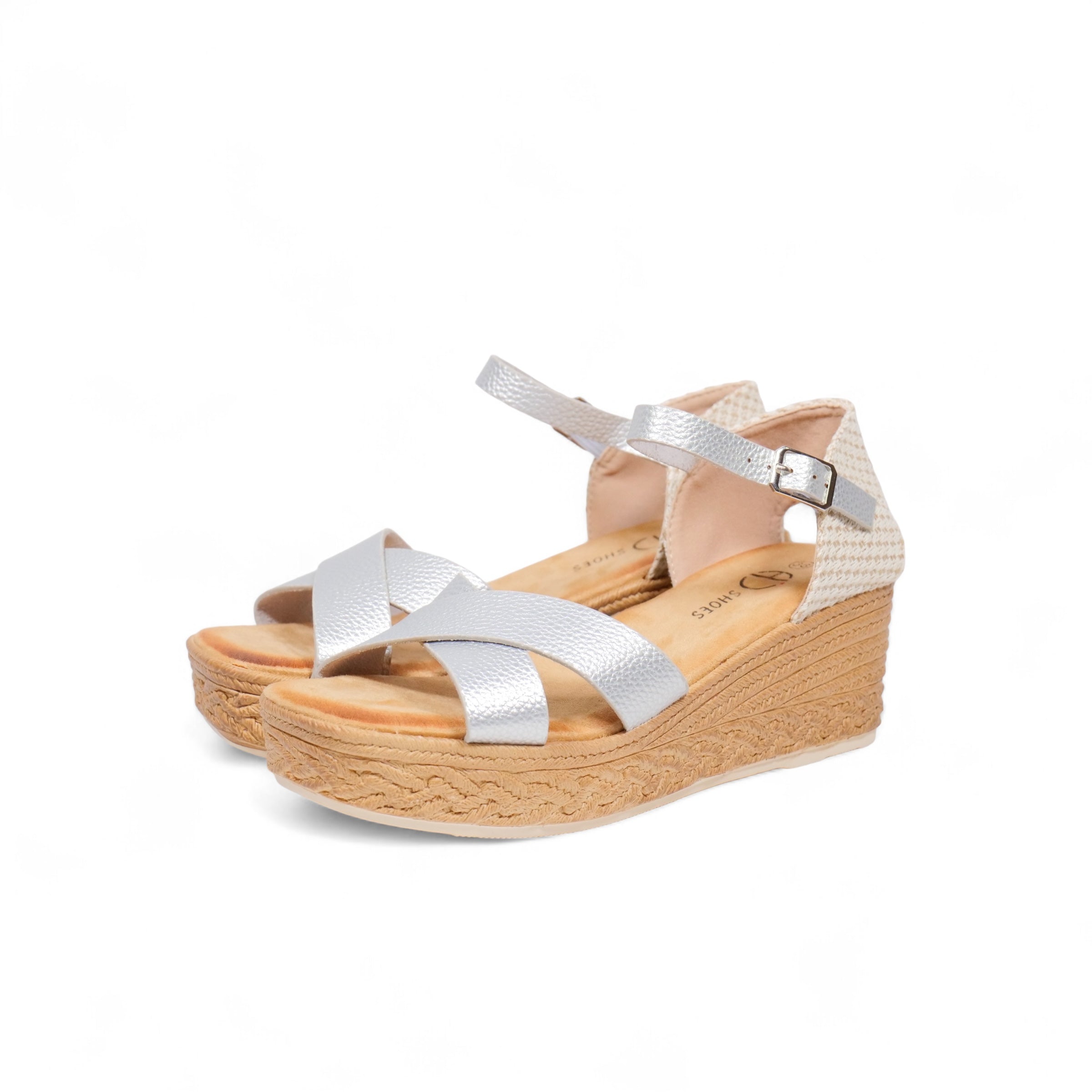 Sandalias de cuña con tiras cruzadas