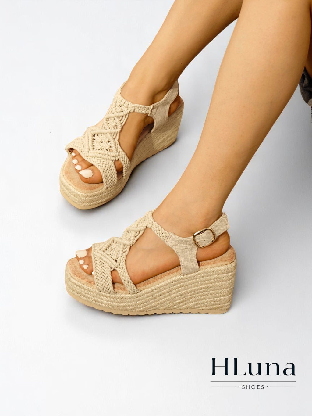 Sandalias de cuña tejido de punto