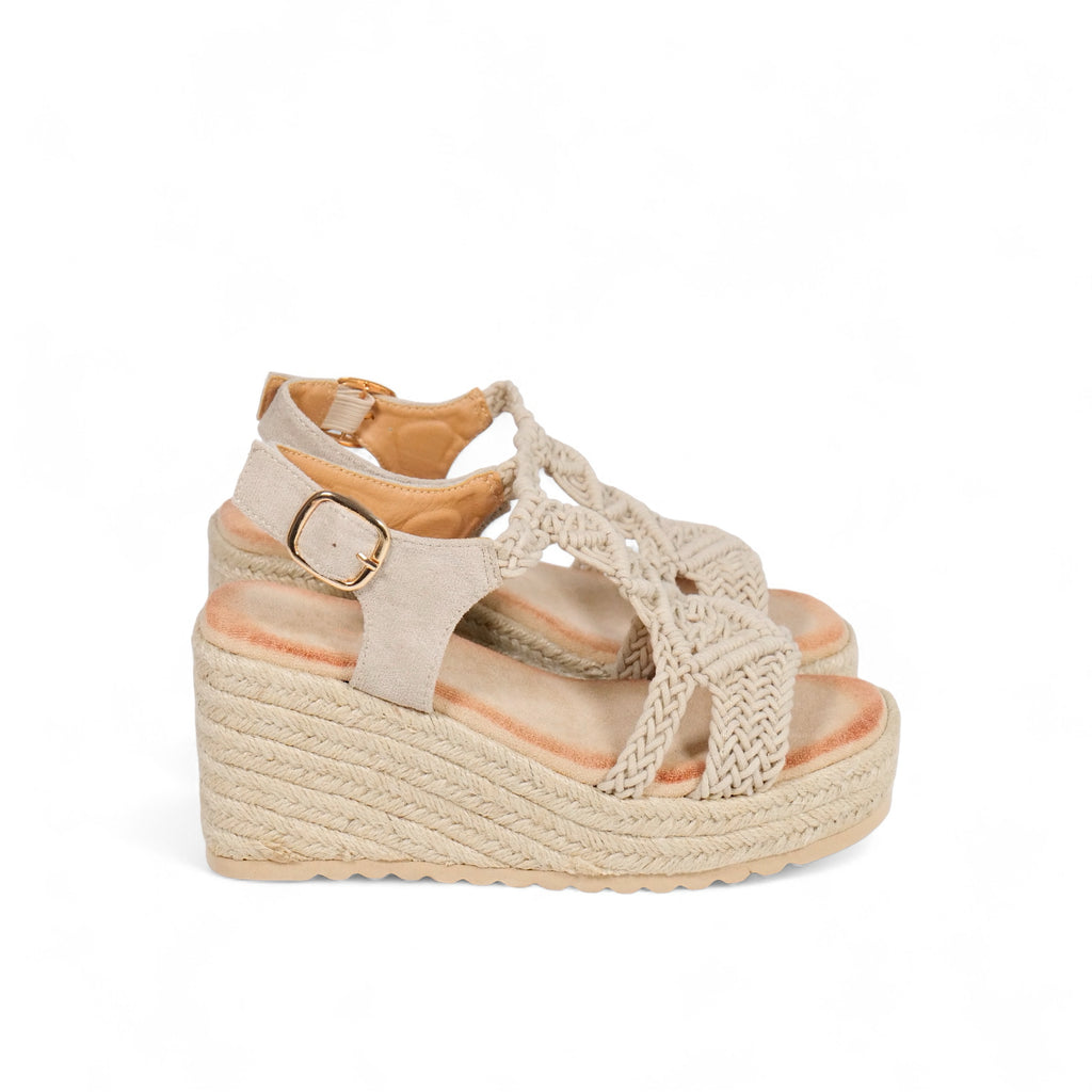 Sandalias de cuña tejido de punto