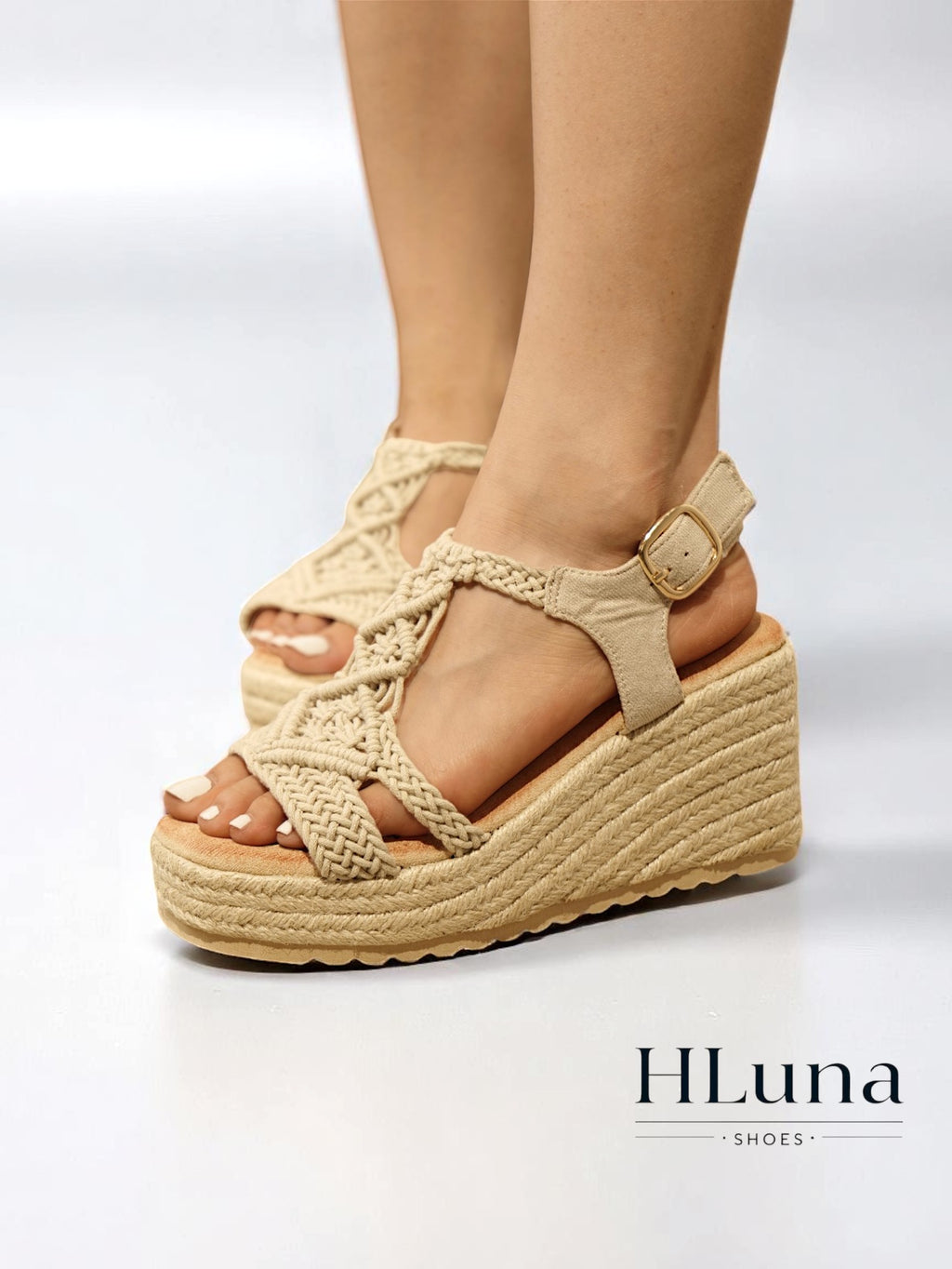 Sandalias de cuña tejido de punto