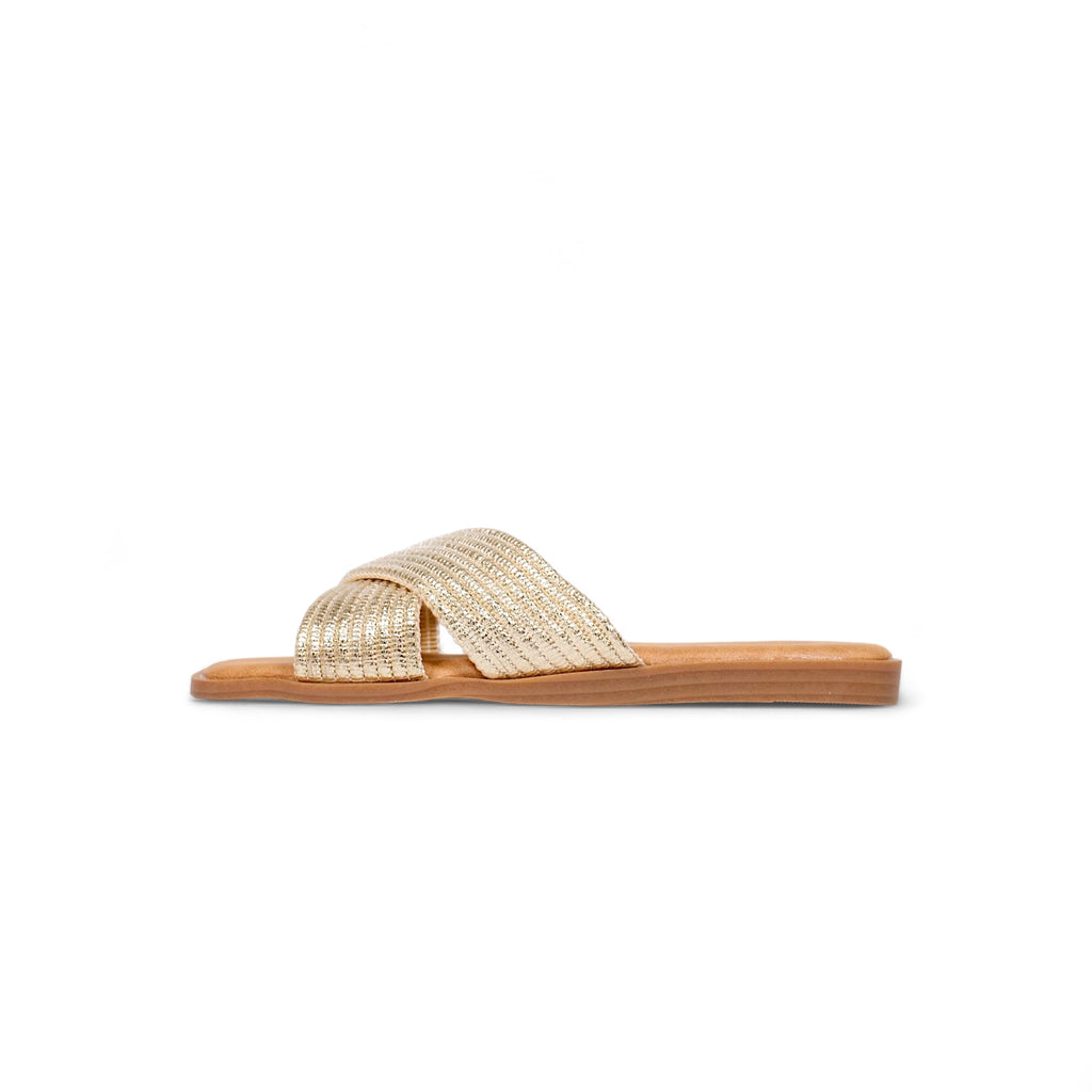 Sandalias de tira de brillo cruzada