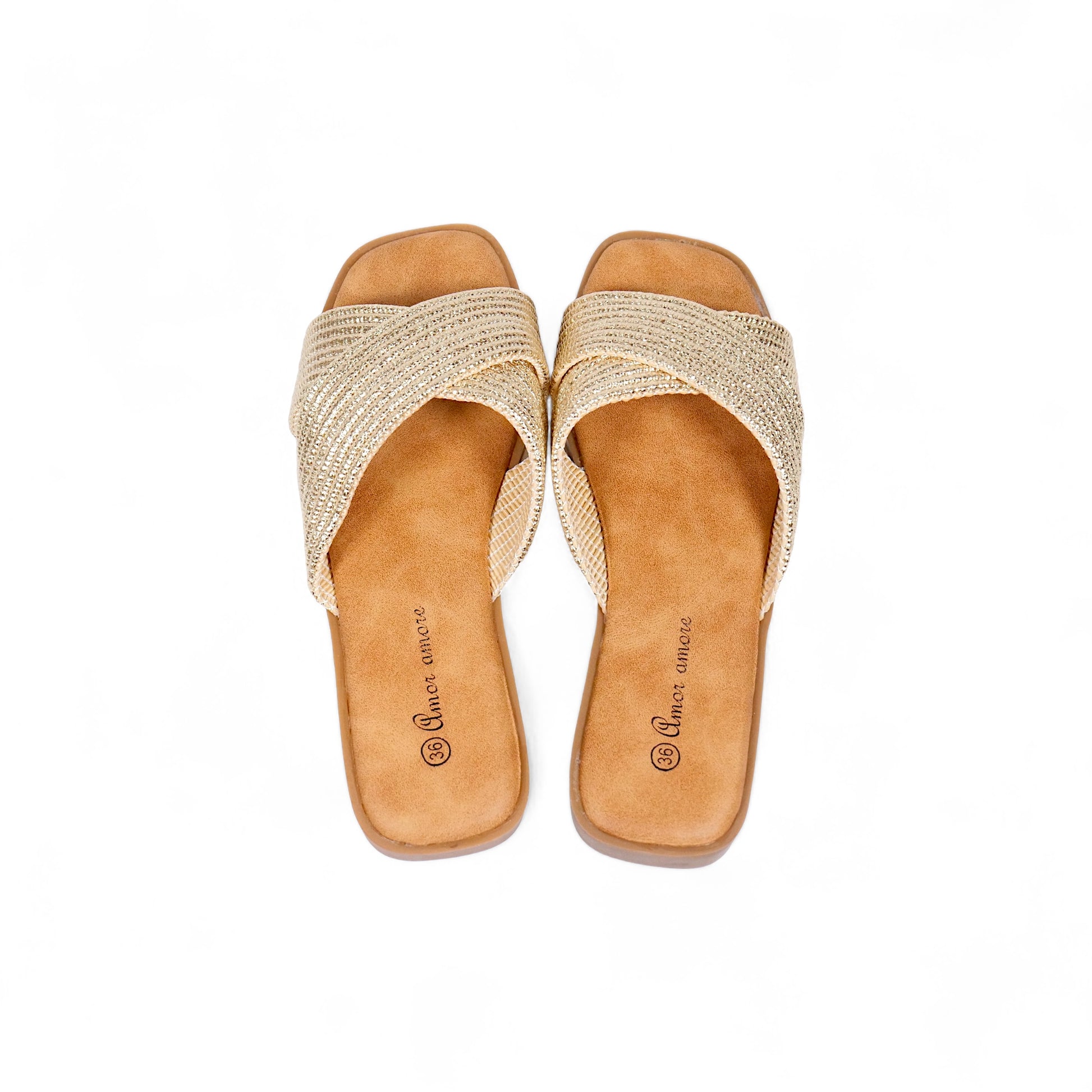 Sandalias de tira de brillo cruzada