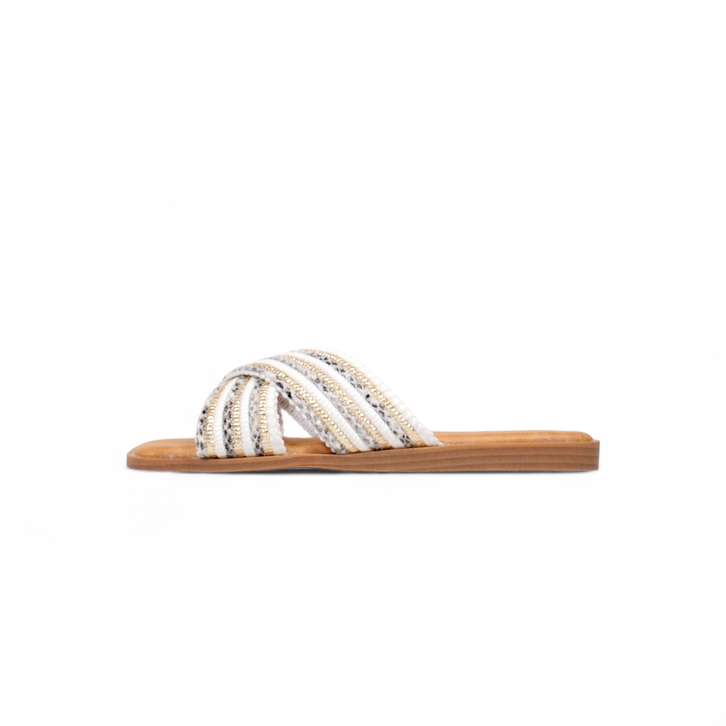 Sandalias de tira de brillo cruzada