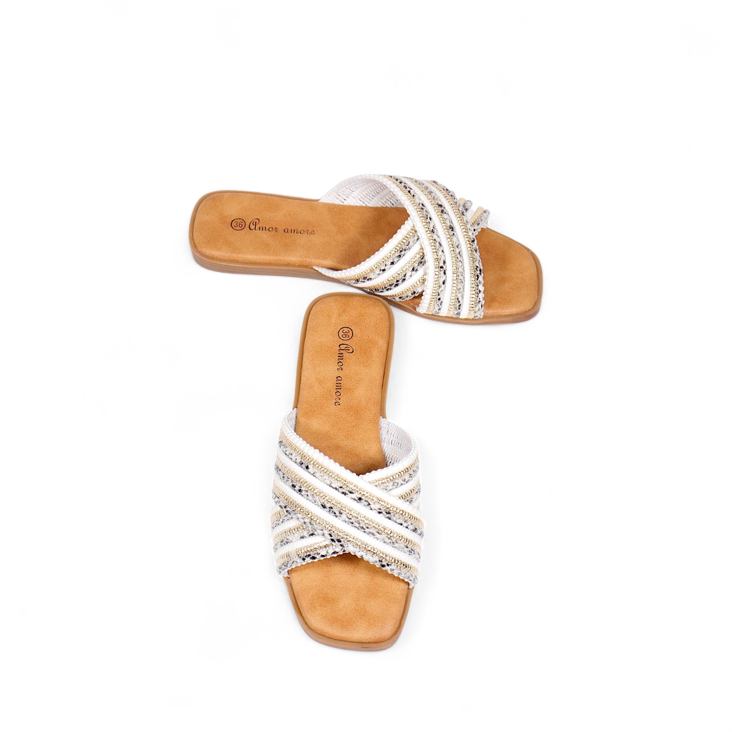 Sandalias de tira de brillo cruzada