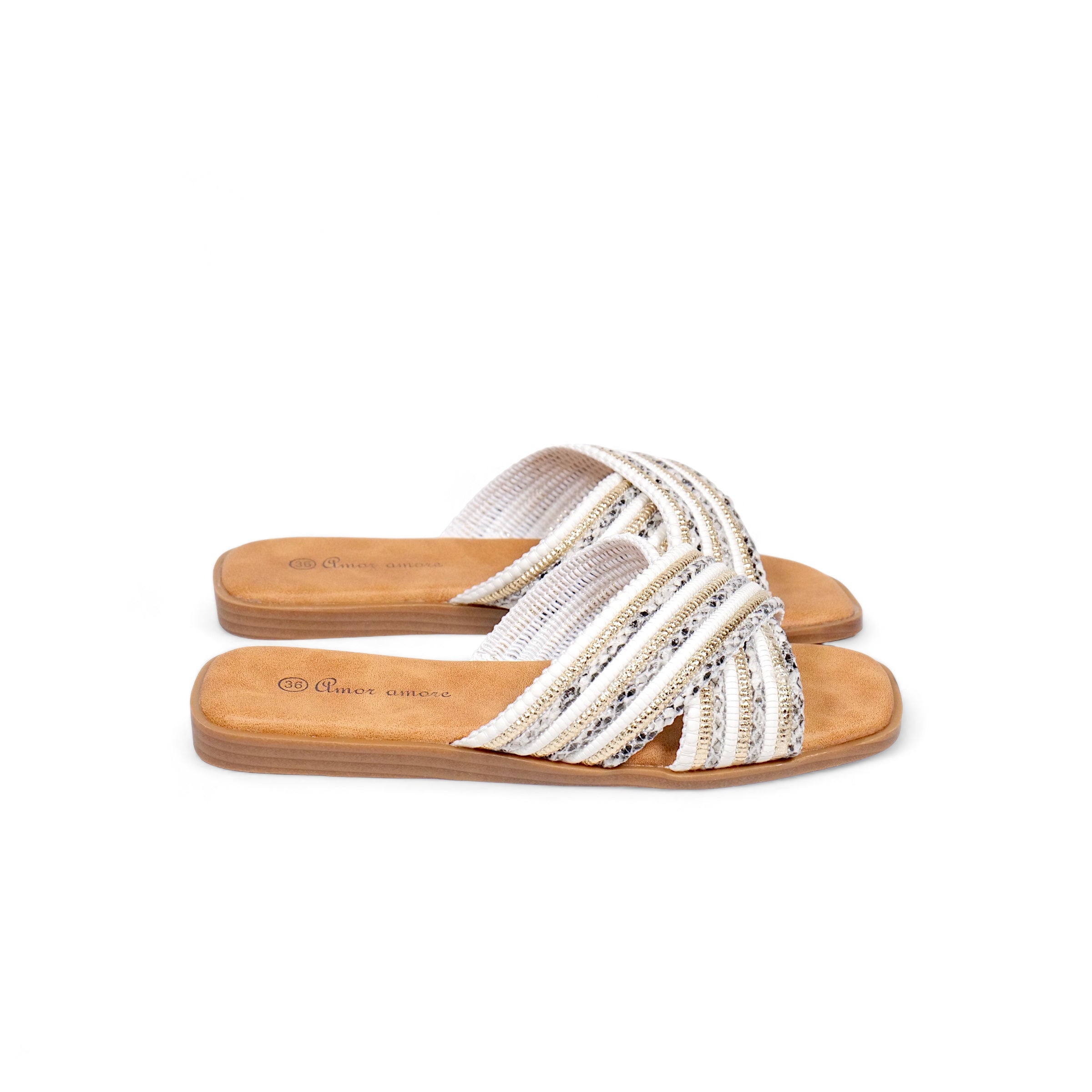 Sandalias de tira de brillo cruzada