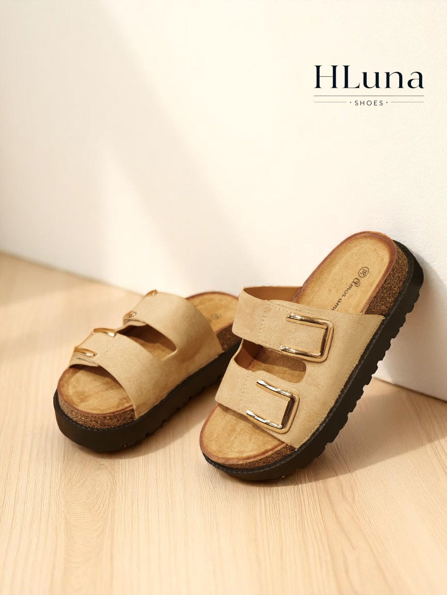 Sandalias Bio con Plataforma y Doble Hebilla de Velcro, Hebilla con Tachuales, Tira Ancha de Crochet Floral