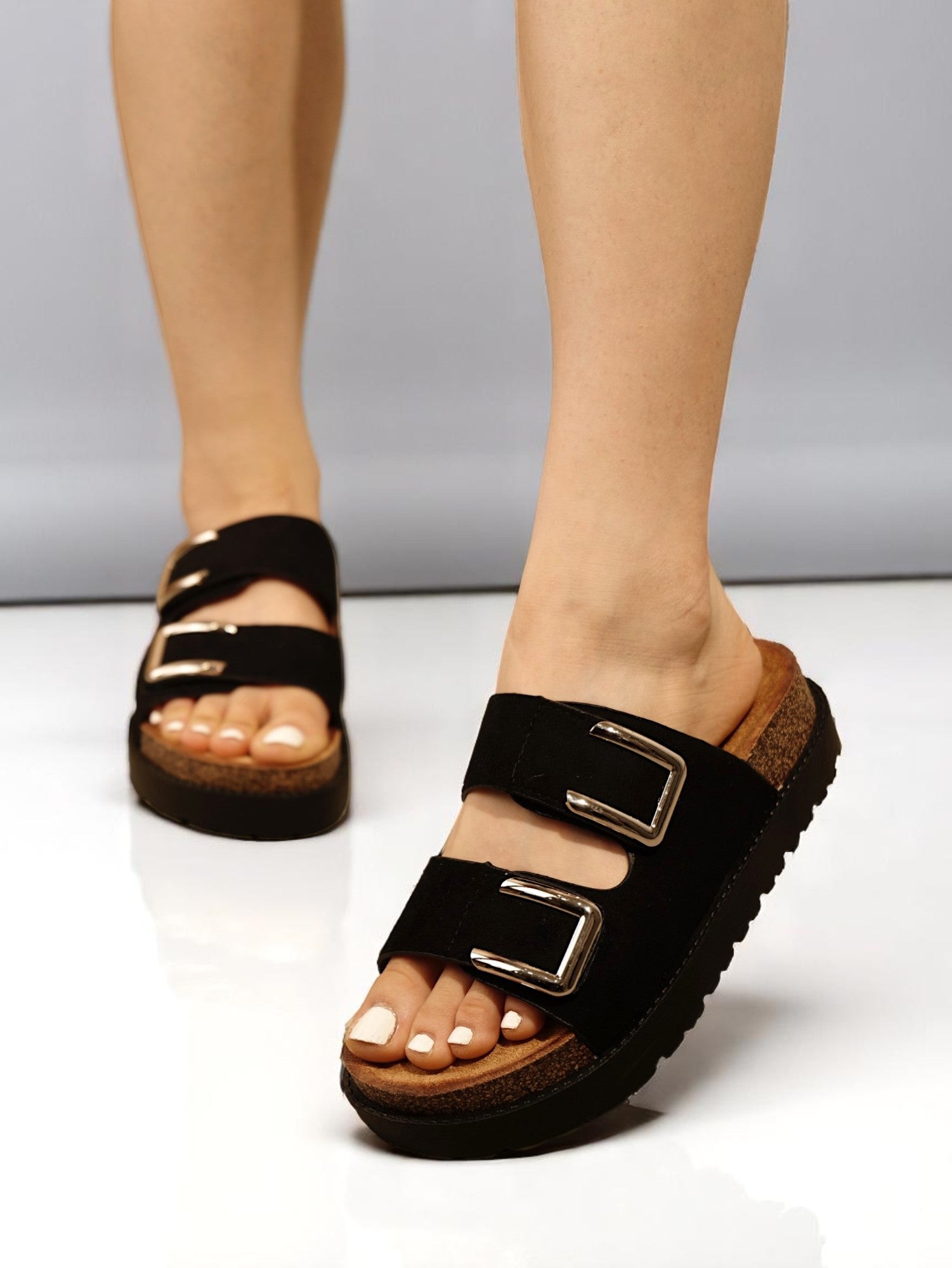Sandalias Bio con Plataforma y Doble Hebilla