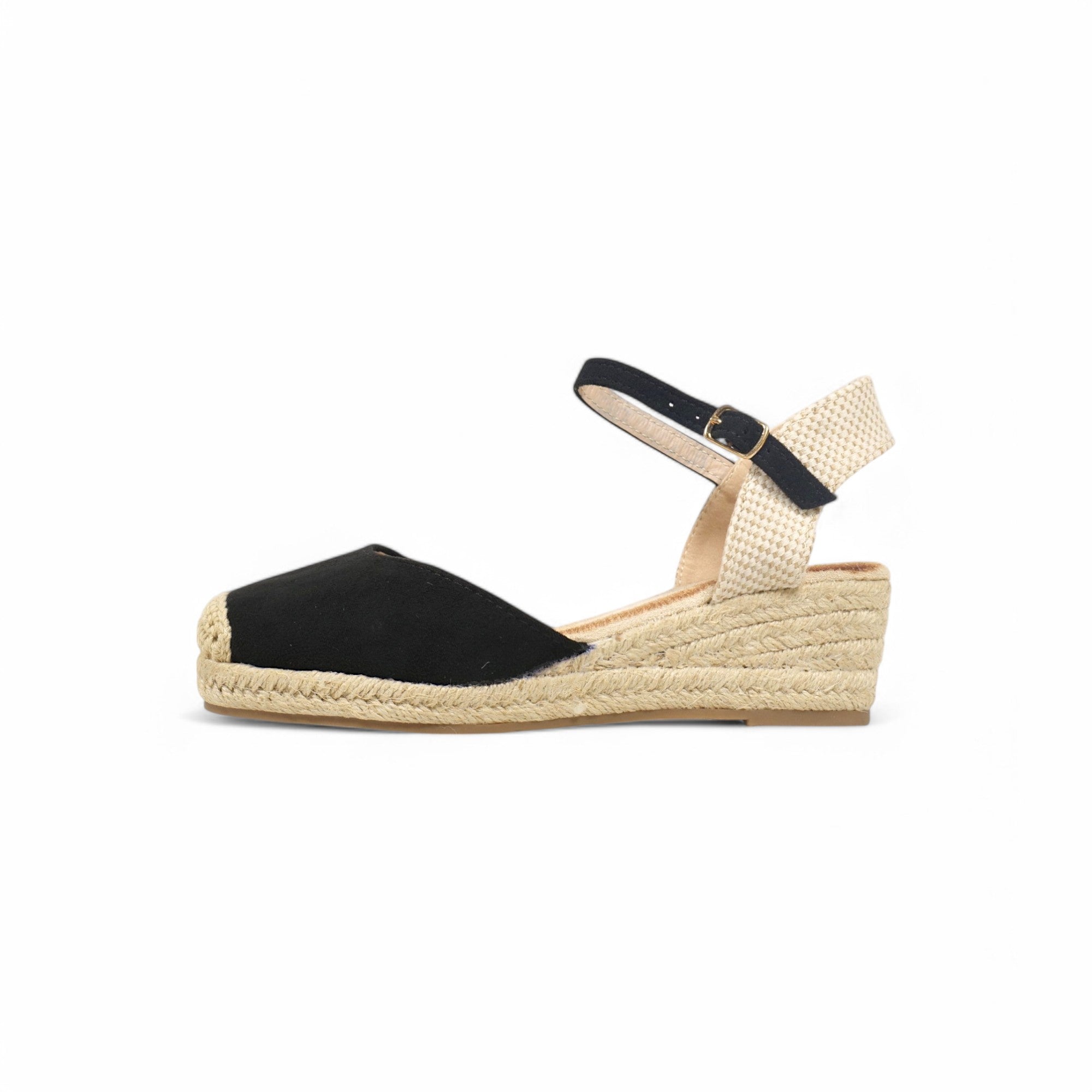 Alpargatas de cuña básicas tacón 5cm - Alpargatas de cuña para mujer con puntera cerrada, sandalias espadrille con plataforma de yute, pulsera al tobillo con hebilla ajustable, zapatos de verano cómodos en beige, camel, dorado y plateado