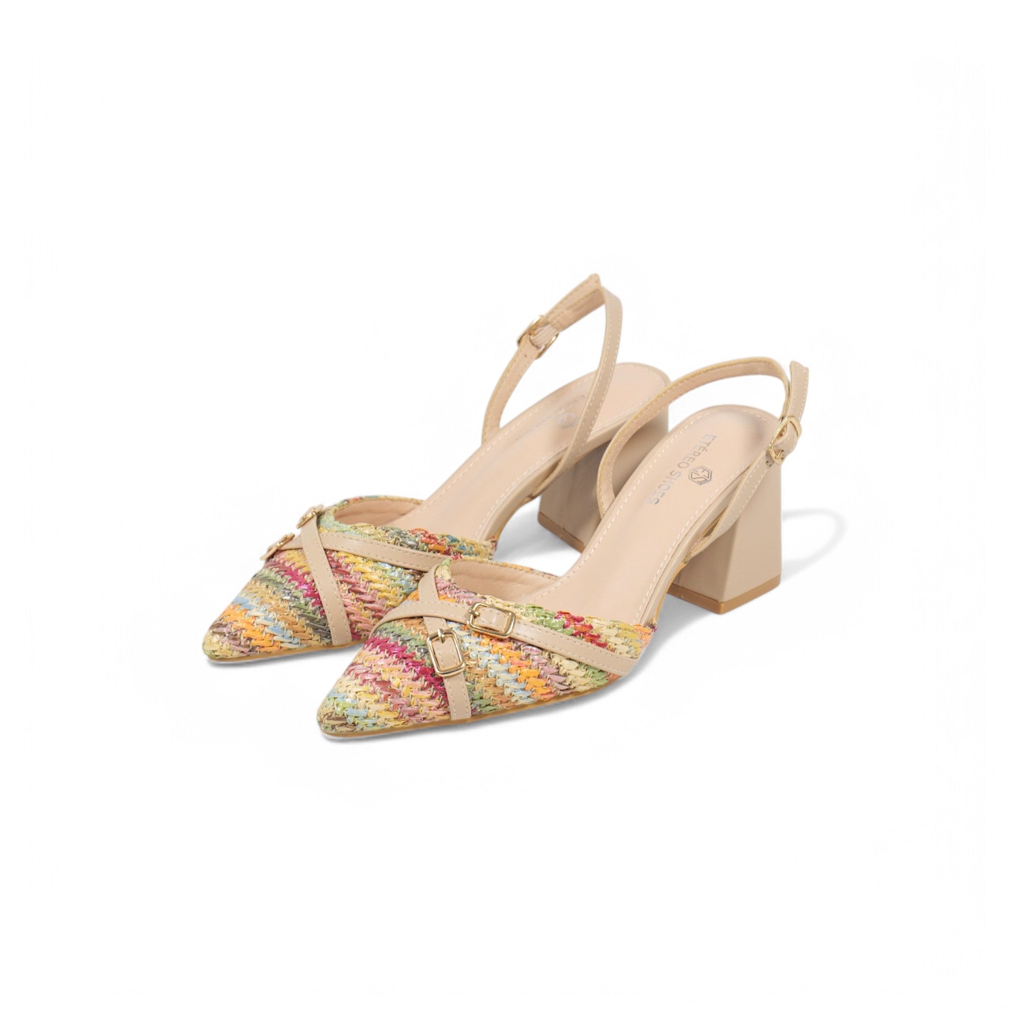 Sandalias de tacón efecto esparto