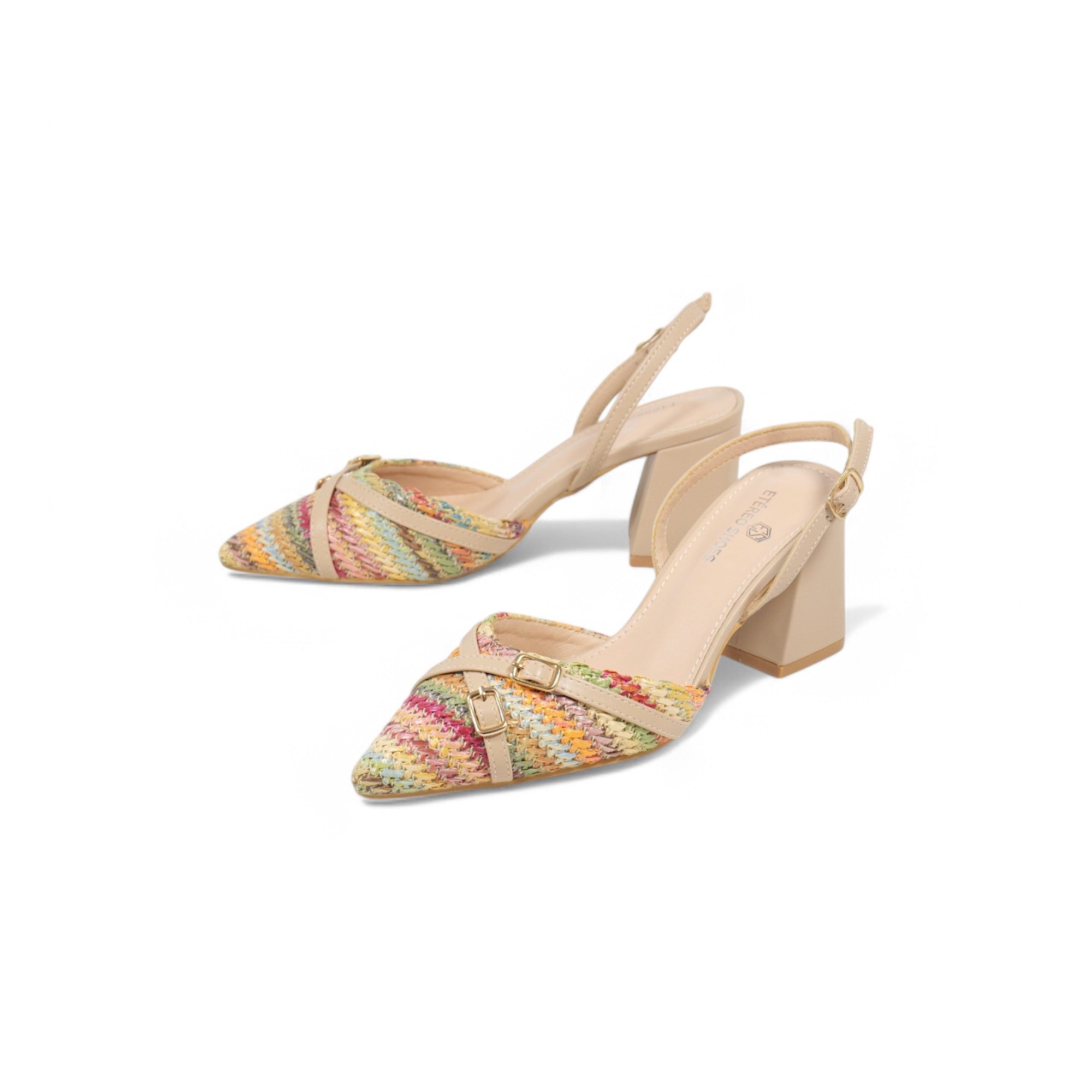 Sandalias de tacón efecto esparto