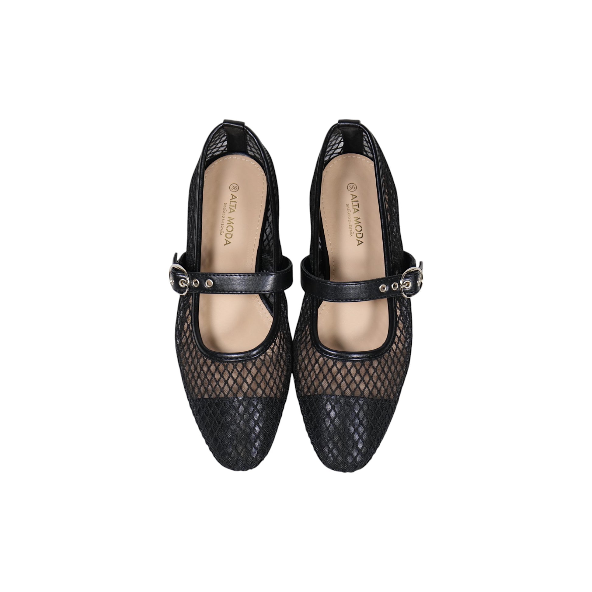 Bailarinas Mary Jane de rejilla con Correa
