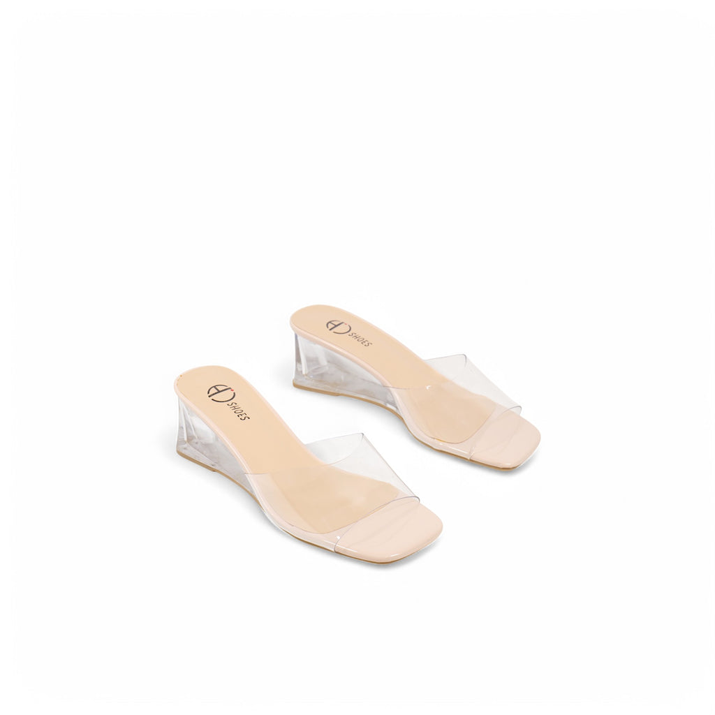 Sandalias de cuña de vinilo transparente