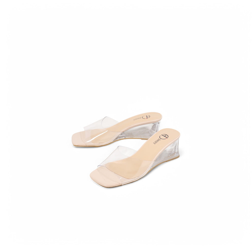 Sandalias de cuña de vinilo transparente