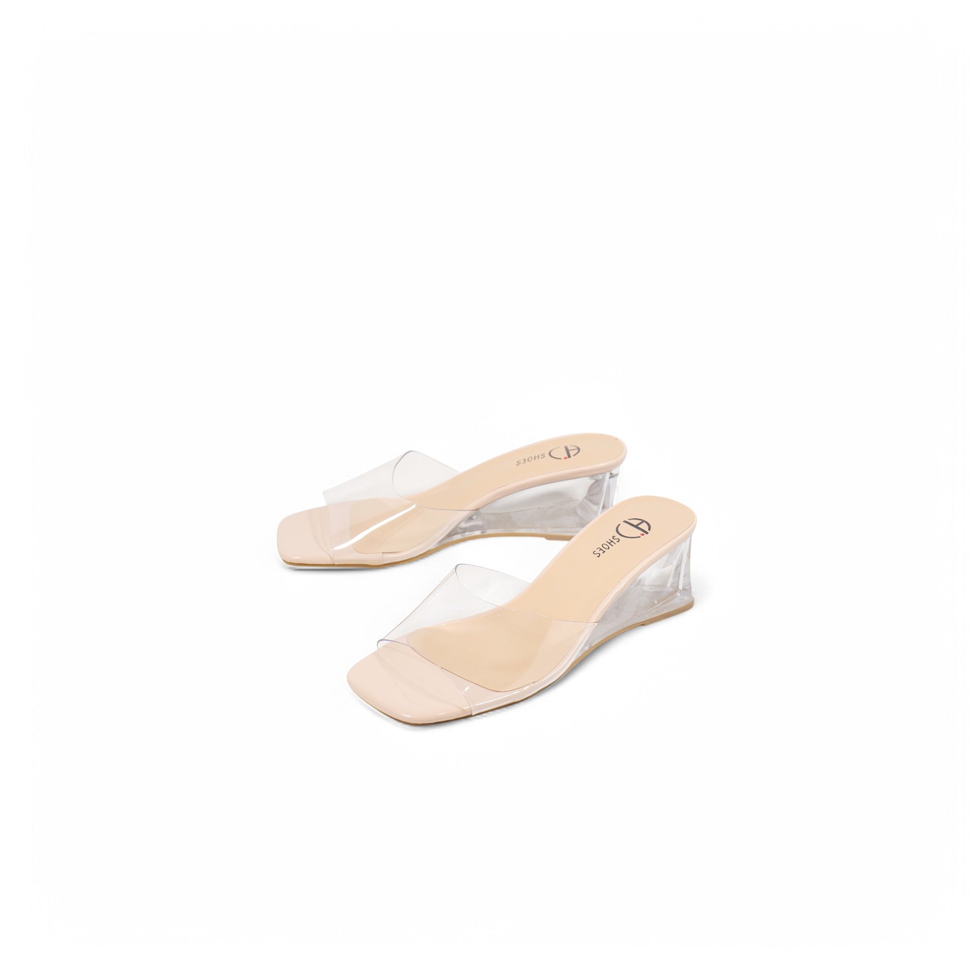 Sandalias de cuña de vinilo transparente