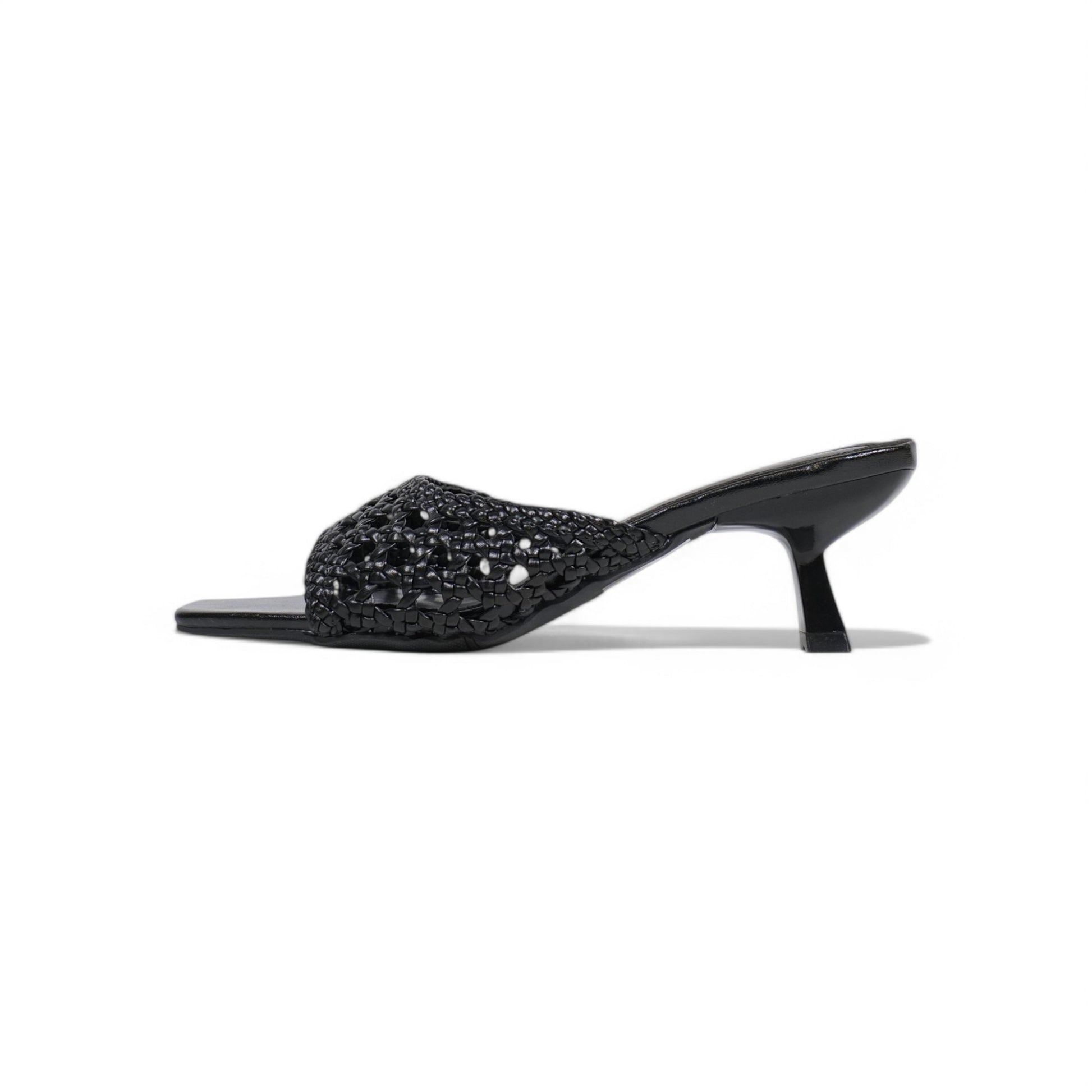 Sandalias de mujer de tacón Kitten Heels diseño trenzado metalizado