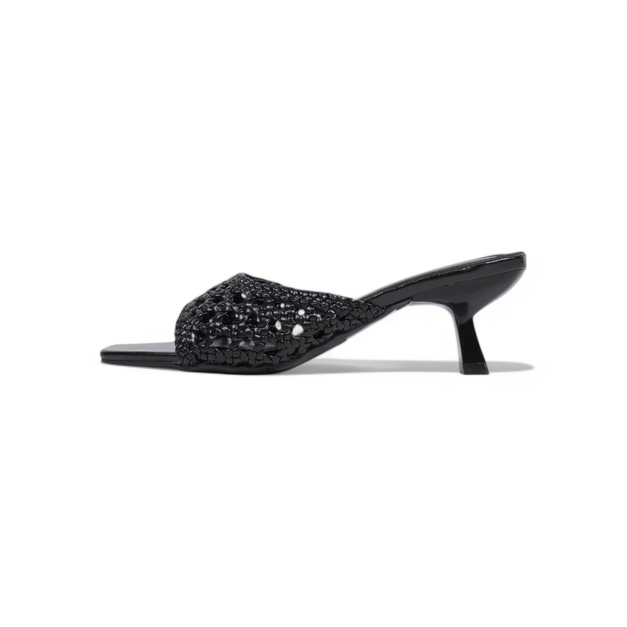Sandalias de mujer de tacón Kitten Heels diseño trenzado metalizado