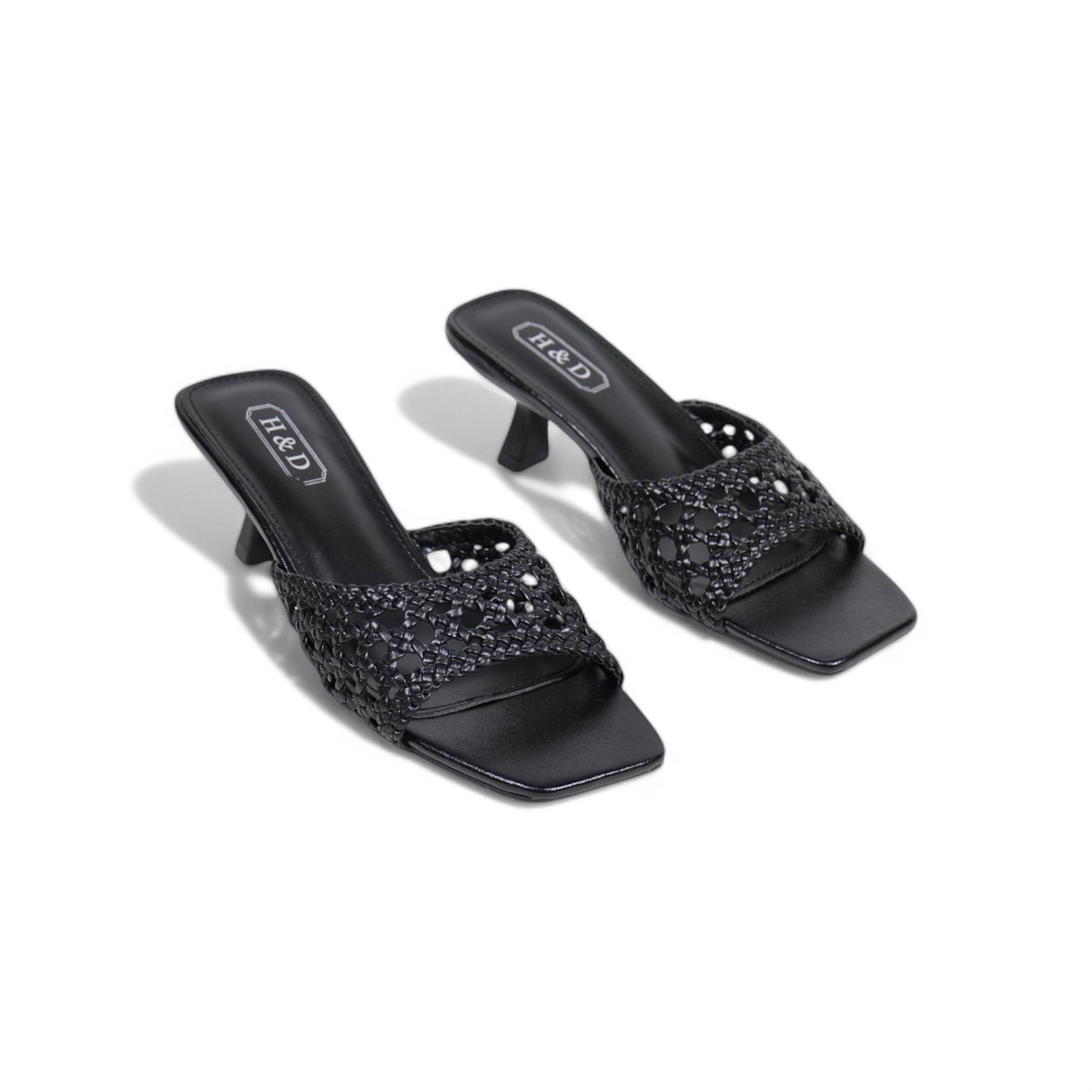 Sandalias de mujer de tacón Kitten Heels diseño trenzado metalizado