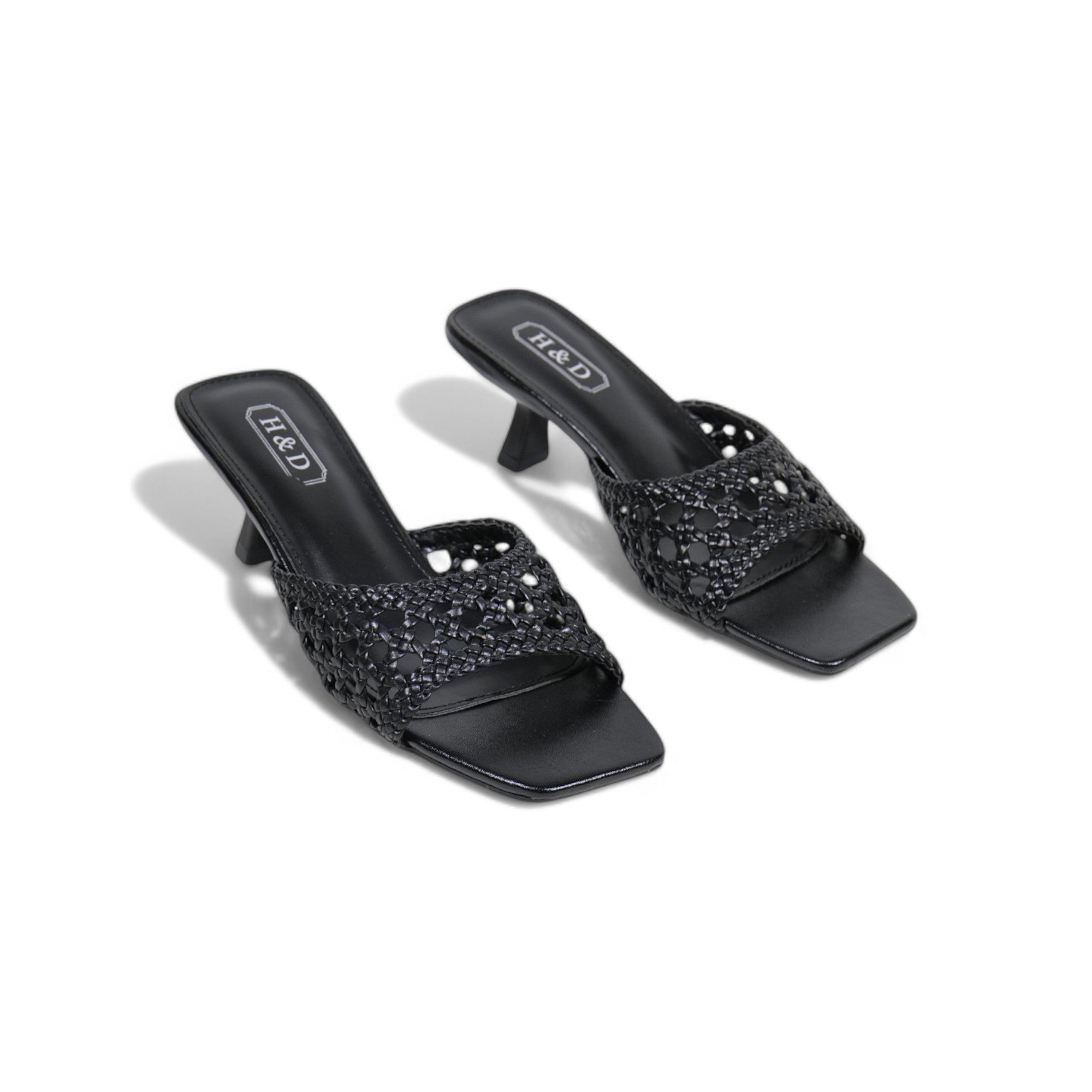 Sandalias de mujer de tacón Kitten Heels diseño trenzado metalizado