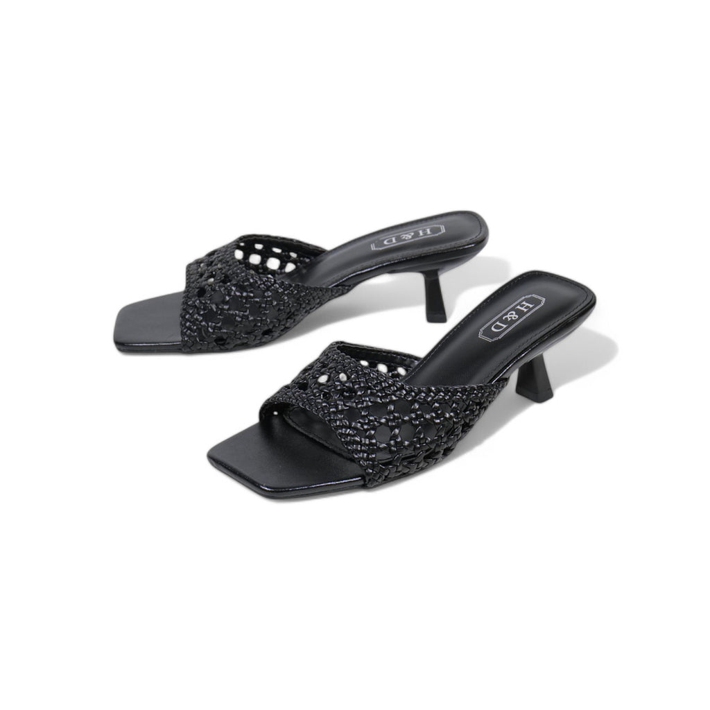 Sandalias de mujer de tacón Kitten Heels diseño trenzado metalizado