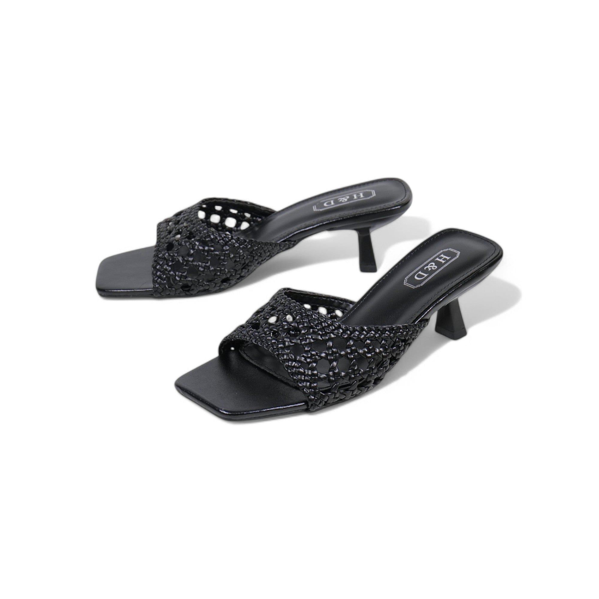 Sandalias de mujer de tacón Kitten Heels diseño trenzado metalizado
