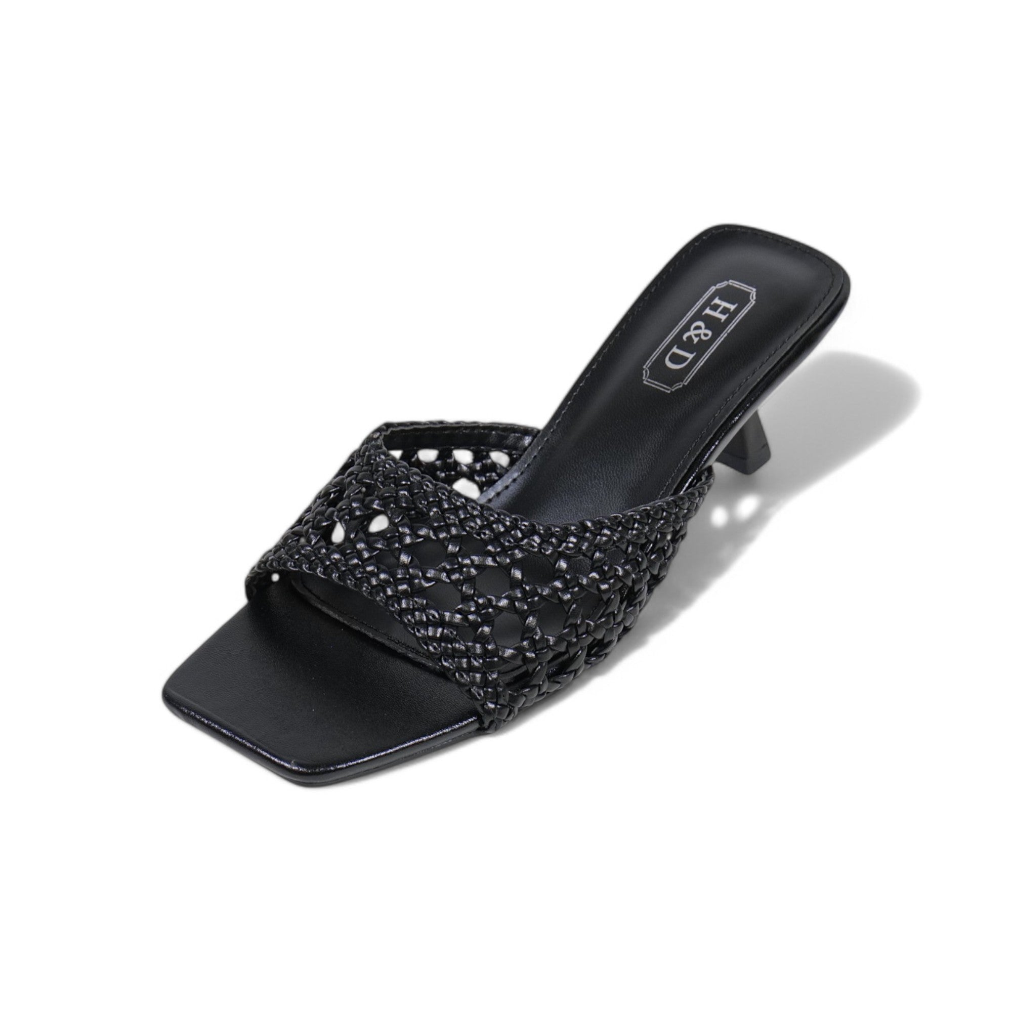 Sandalias de mujer de tacón Kitten Heels diseño trenzado metalizado