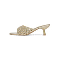 Sandalias de mujer de tacón Kitten Heels diseño trenzado metalizado