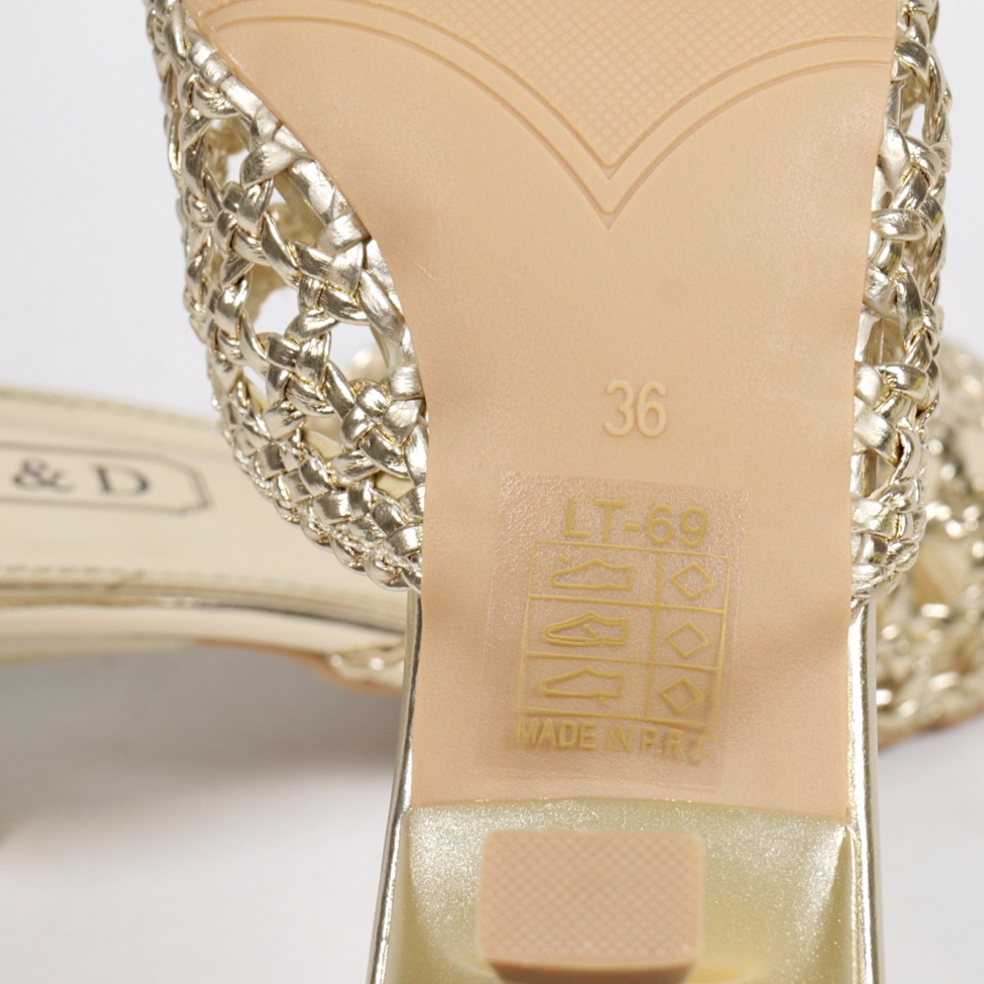 Sandalias de mujer de tacón Kitten Heels diseño trenzado metalizado