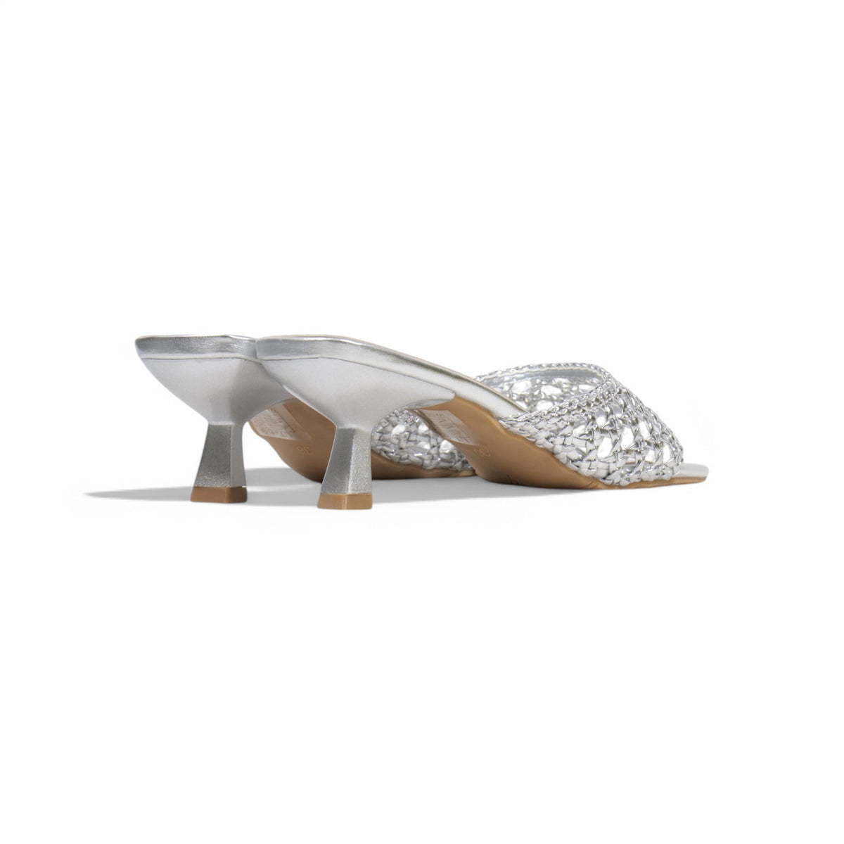 Sandalias de mujer de tacón Kitten Heels diseño trenzado metalizado