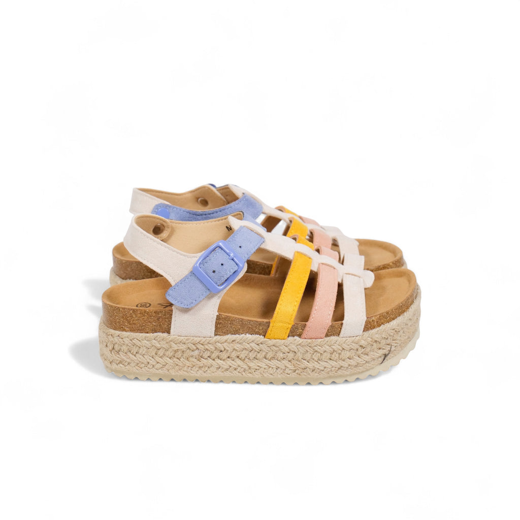 Sandalias de plataforma con tiras multicolor