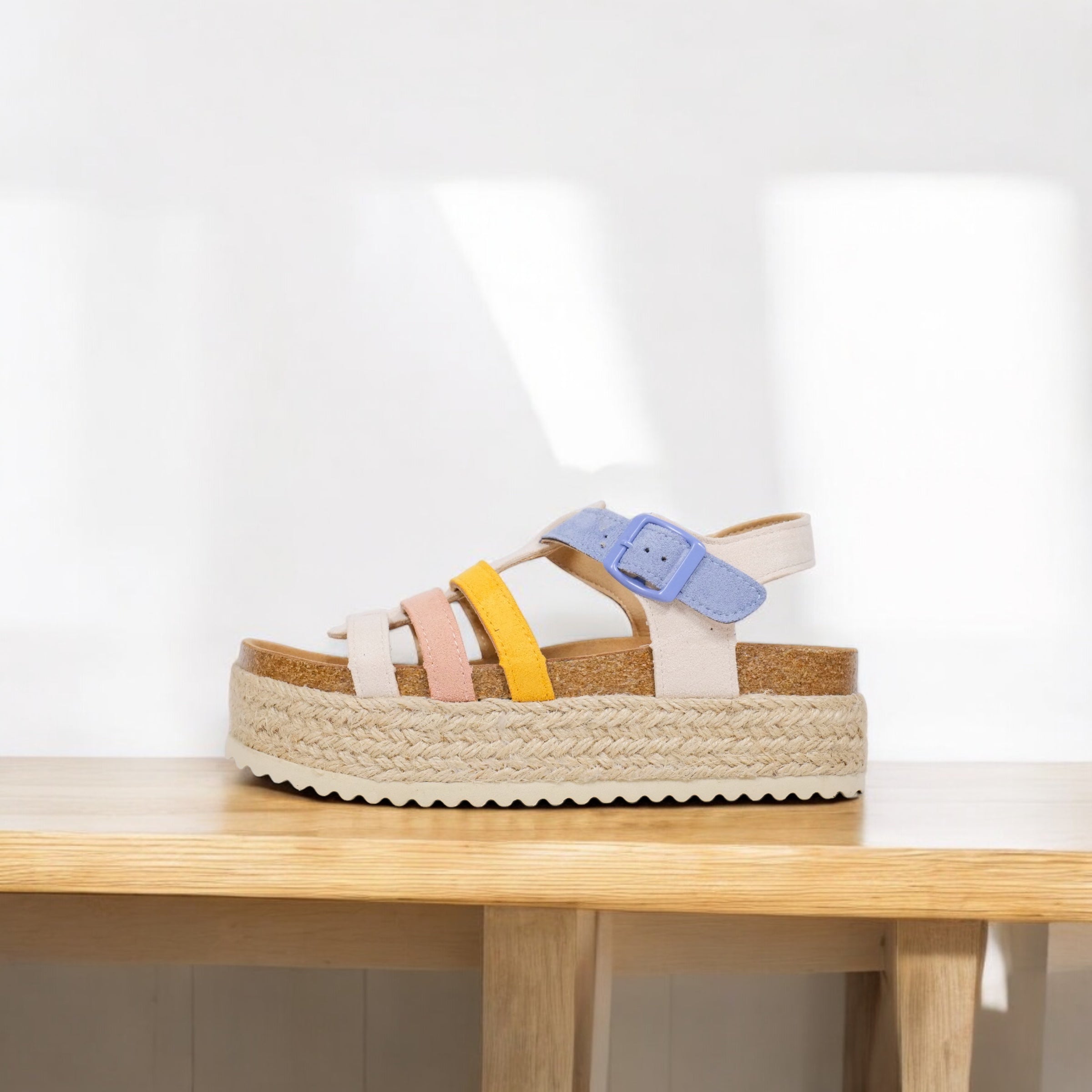 Sandalias de plataforma con tiras multicolor