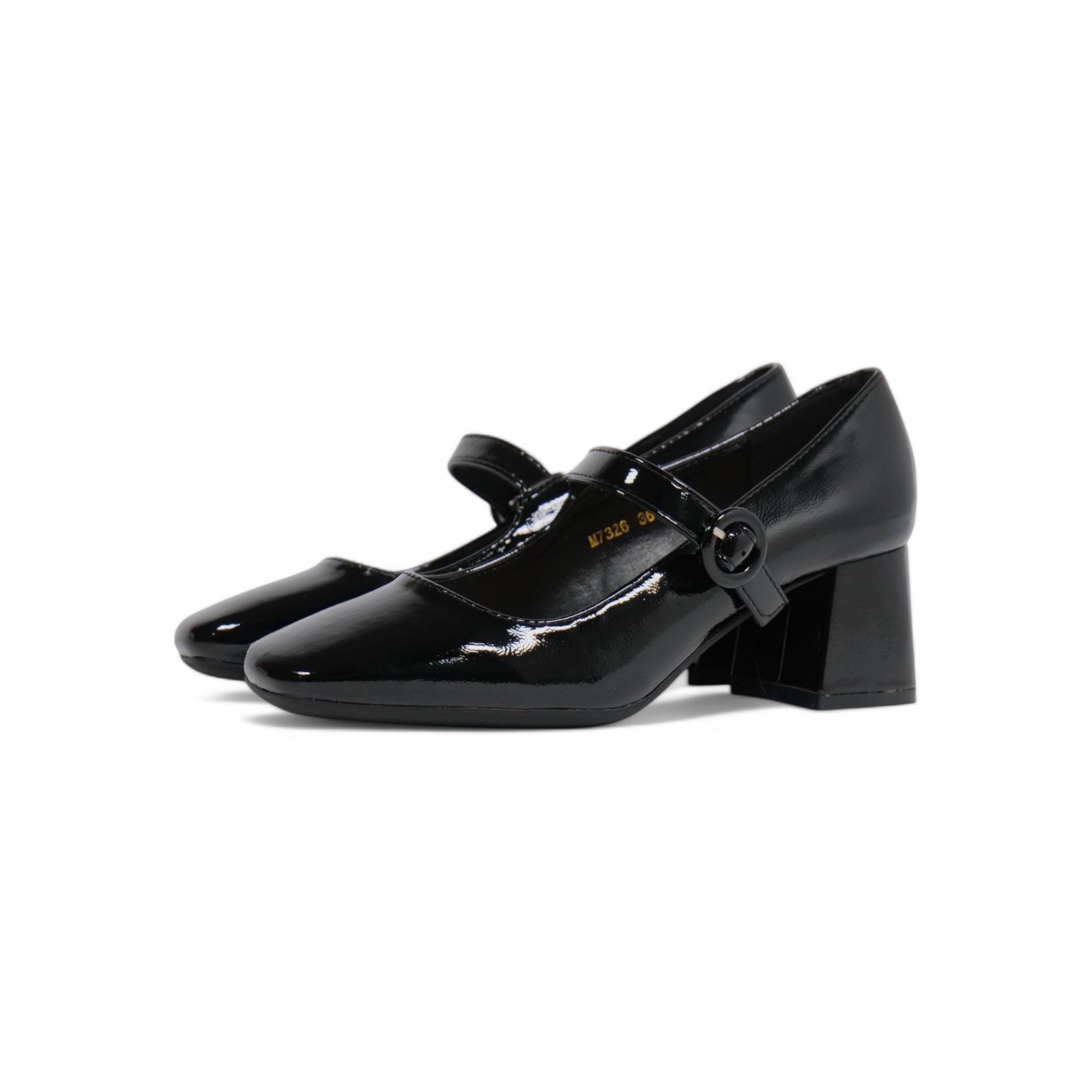 Zapatos de Mujer Estilo Mary Jane Charol con Tacón Grueso y Hebilla – Diseño Clásico de Charol con Punta Redonda, Elegantes y Cómodos para Oficina o Eventos