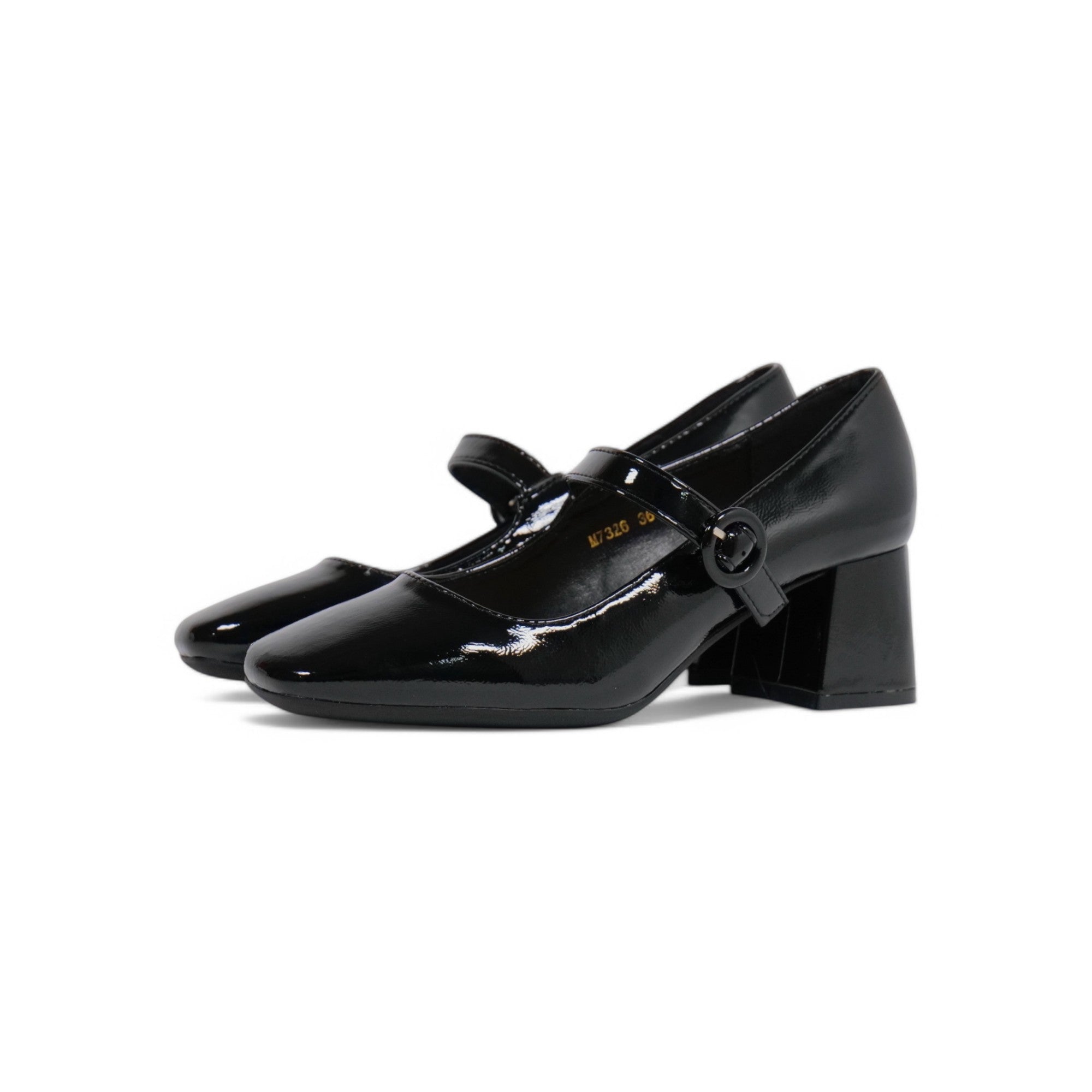 Zapatos de Mujer Estilo Mary Jane Charol con Tacón Grueso y Hebilla – Diseño Clásico de Charol con Punta Redonda, Elegantes y Cómodos para Oficina o Eventos