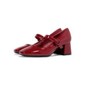 Zapatos de Mujer Estilo Mary Jane Charol con Tacón Grueso y Hebilla – Diseño Clásico de Charol con Punta Redonda, Elegantes y Cómodos para Oficina o Eventos