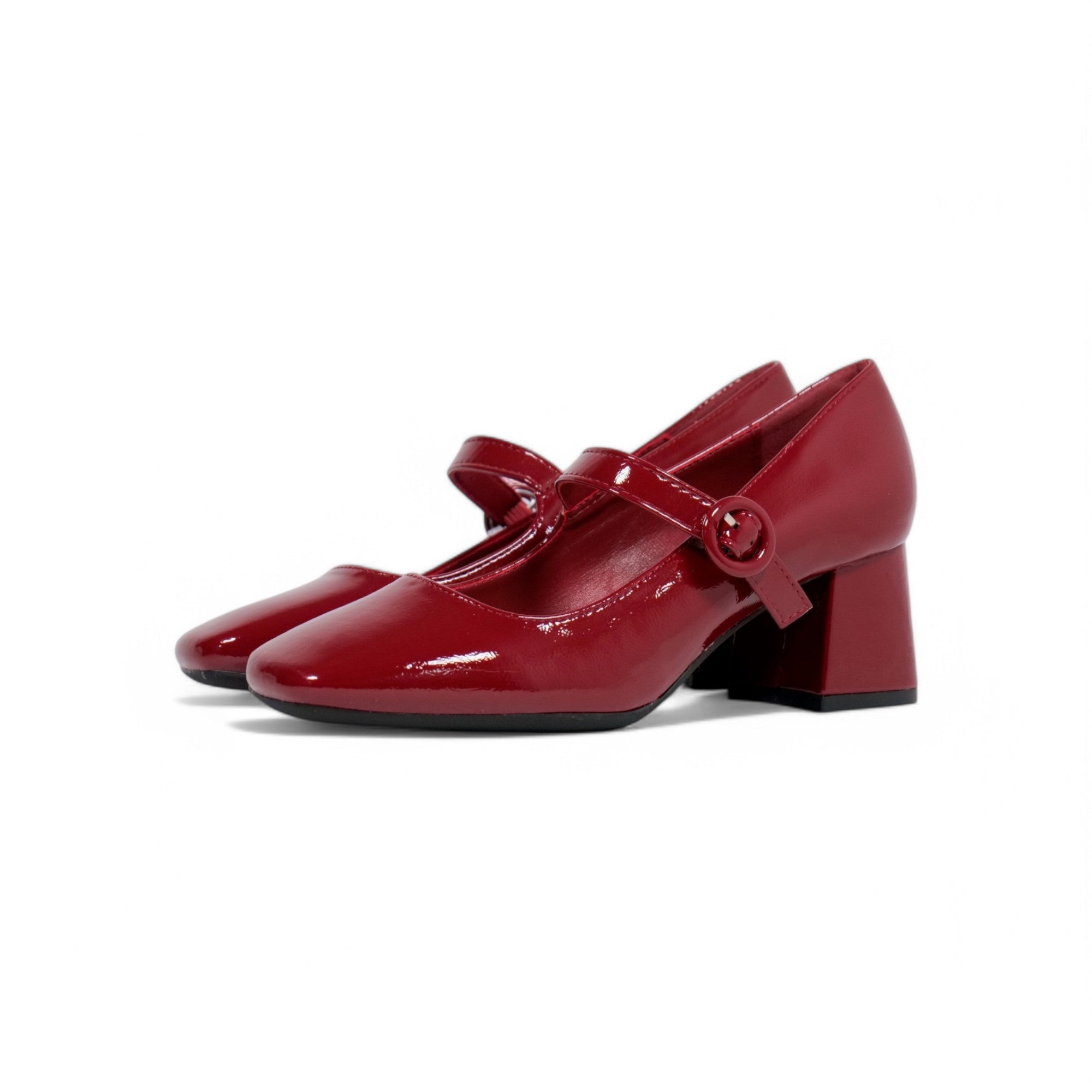 Zapatos de Mujer Estilo Mary Jane Charol con Tacón Grueso y Hebilla – Diseño Clásico de Charol con Punta Redonda, Elegantes y Cómodos para Oficina o Eventos