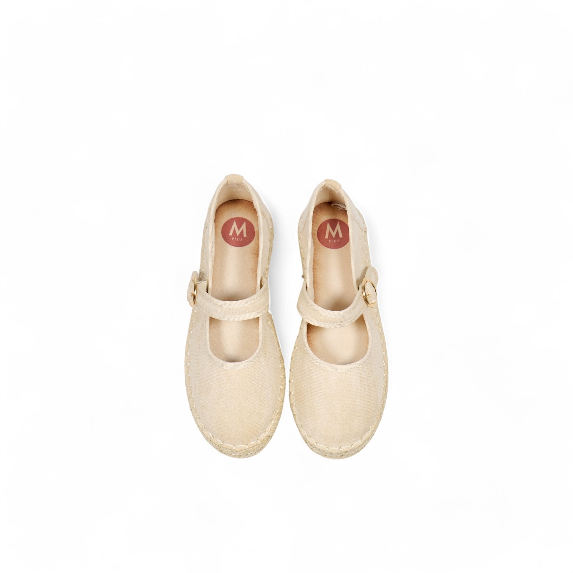 Alpargatas planas tipo merceditas para mujer con suela de yute, tira ajustable con hebilla y diseño clásico, ideales para verano y entretiempo, disponibles en beige liso, beige tejido y negro