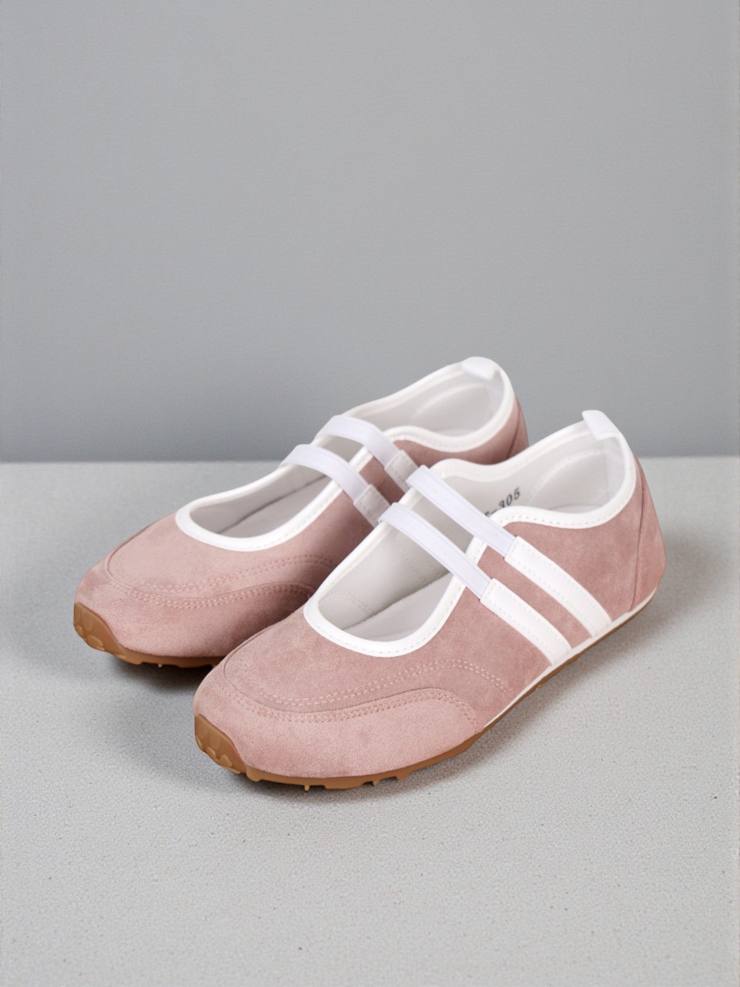 Zapatillas Mujer con Doble Tira Elástica y Suela Antideslizante, Planos Casual Urbanos en Cuero Sintético y Gamuza Sintética, Estilo Bailarina Moderno Cómodo para Diario