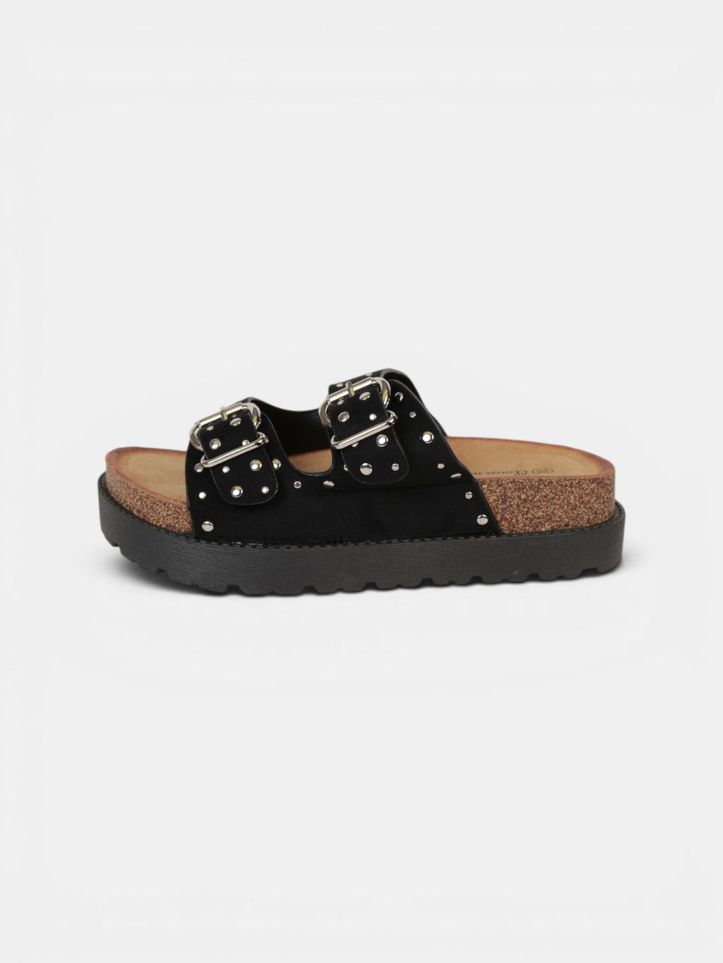 Sandalias Bio con Plataforma y Doble Hebilla de Velcro, Hebilla con Tachuales, Tira Ancha de Crochet Floral