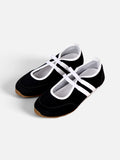 Zapatillas Mujer con Doble Tira Elástica y Suela Antideslizante, Planos Casual Urbanos en Cuero Sintético y Gamuza Sintética, Estilo Bailarina Moderno Cómodo para Diario