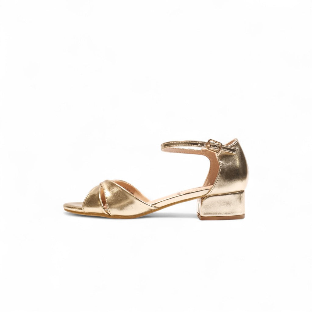 Sandalias de Tacón Bajo con Tiras Cruzadas y Pulsera Ajustable