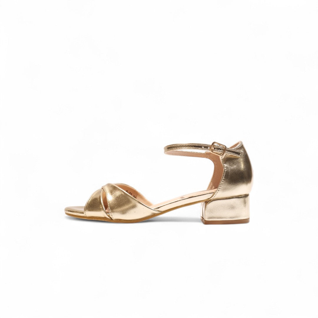 Sandalias de Tacón Bajo con Tiras Cruzadas y Pulsera Ajustable