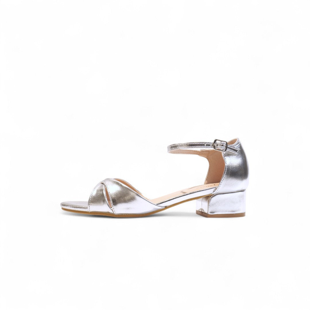 Sandalias de Tacón Bajo con Tiras Cruzadas y Pulsera Ajustable