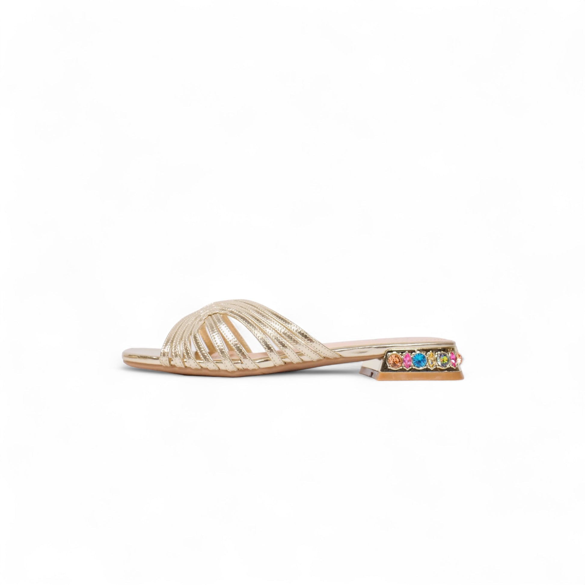 Chanclas cubiertas de tira - tacón de pedrería