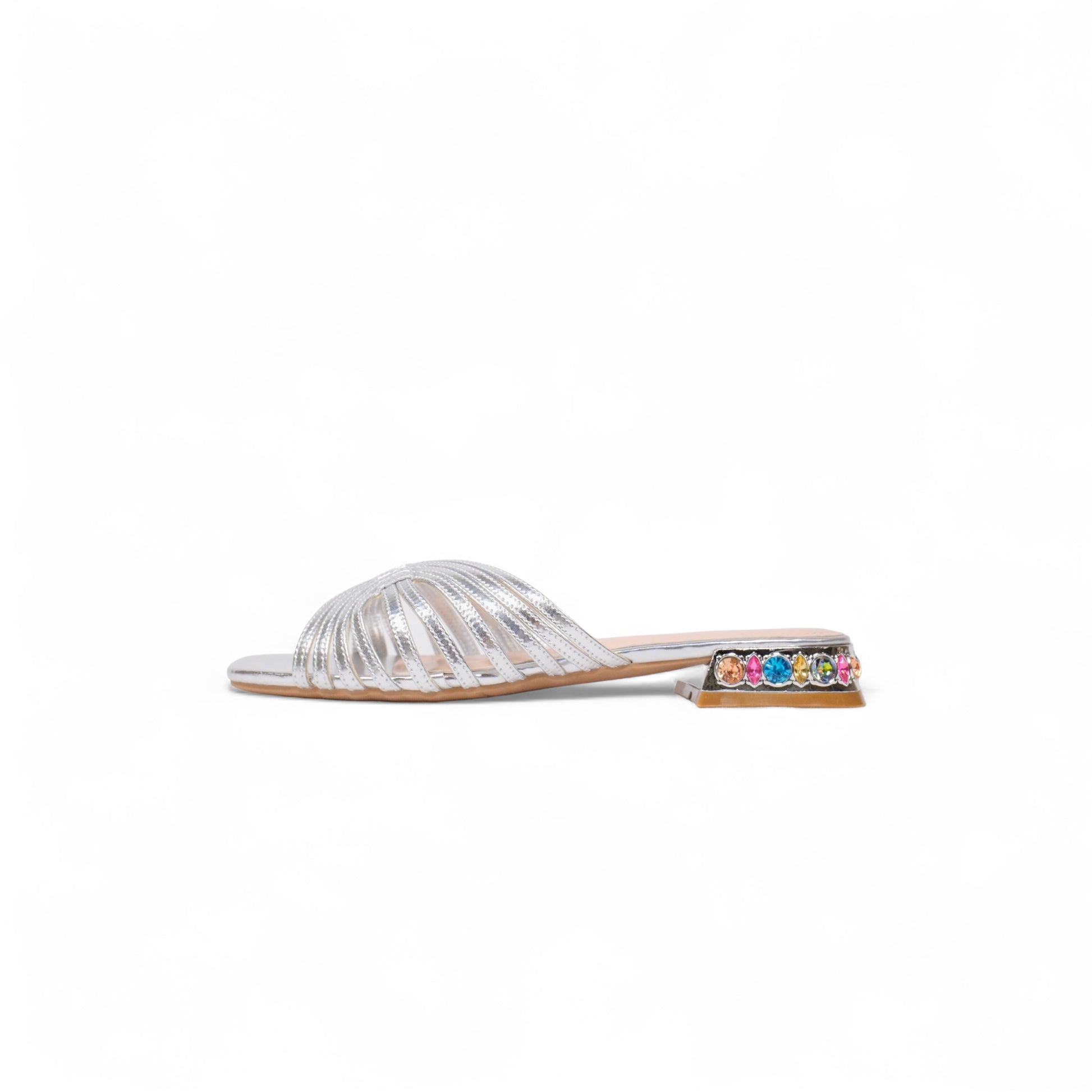 Chanclas cubiertas de tira - tacón de pedrería