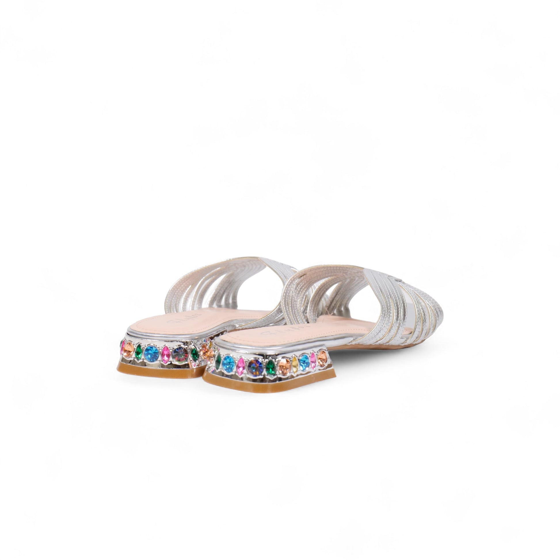 Chanclas cubiertas de tira - tacón de pedrería