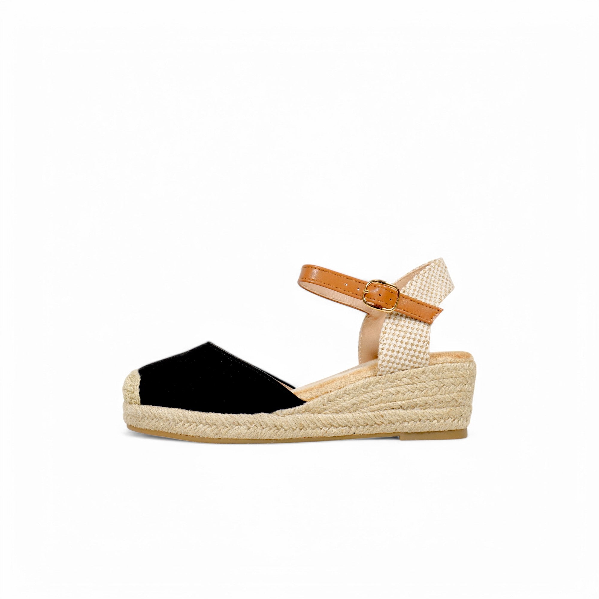 Alpargatas de cuña baja para mujer con puntera cerrada estilo espadrille, sandalias con plataforma de yute trenzado, pulsera al tobillo con hebilla ajustable, zapatos casuales de verano en colores negro, blanco, beige y verde