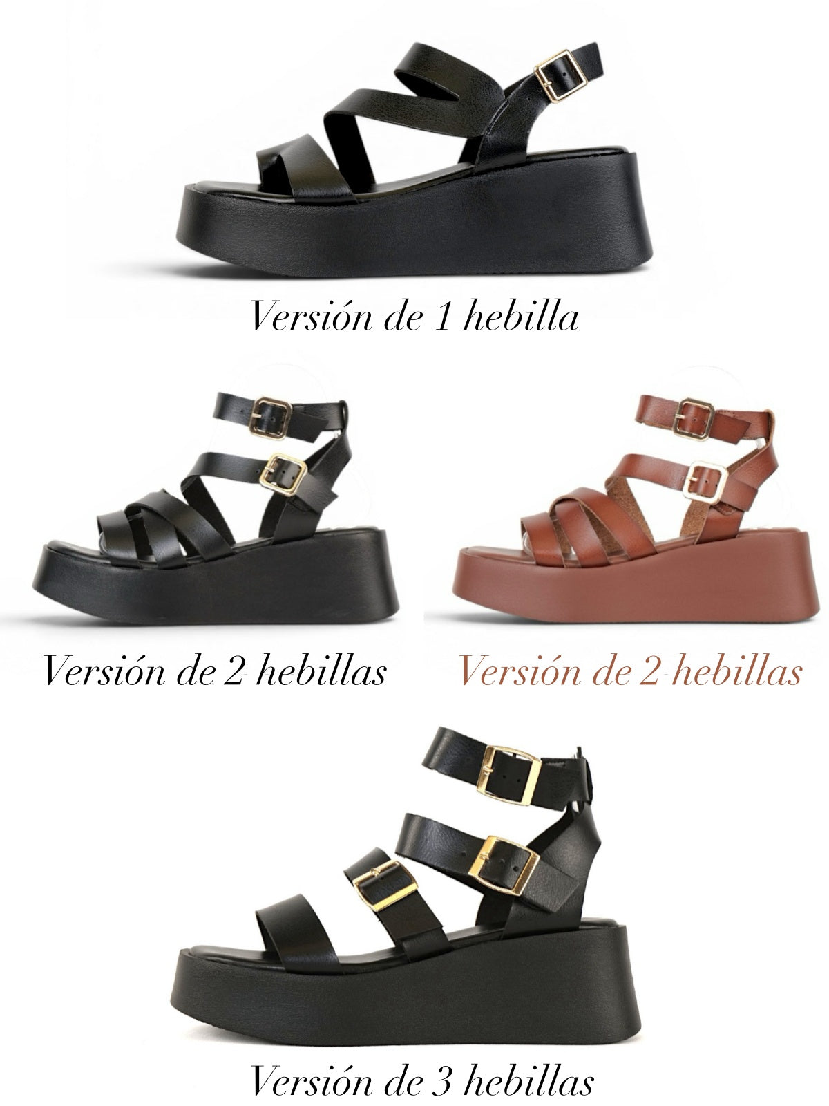 Sandalias Romanas con Plataforma alta para mujer en negro con tiras múltiples y hebillas metálicas, zapatos abiertos cómodos estilo casual urbano