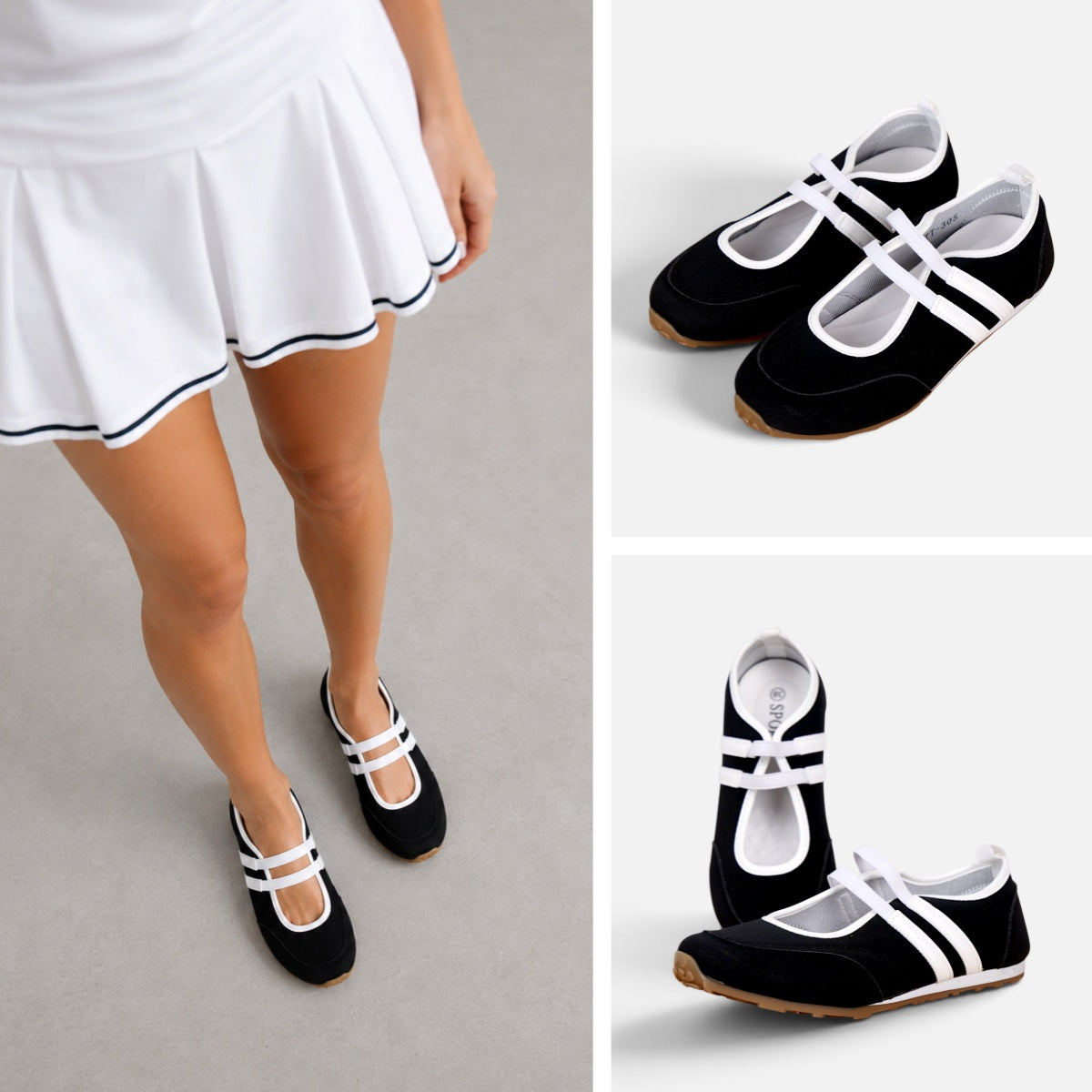 Zapatillas Mujer con Doble Tira Elástica y Suela Antideslizante, Planos Casual Urbanos en Cuero Sintético y Gamuza Sintética, Estilo Bailarina Moderno Cómodo para Diario