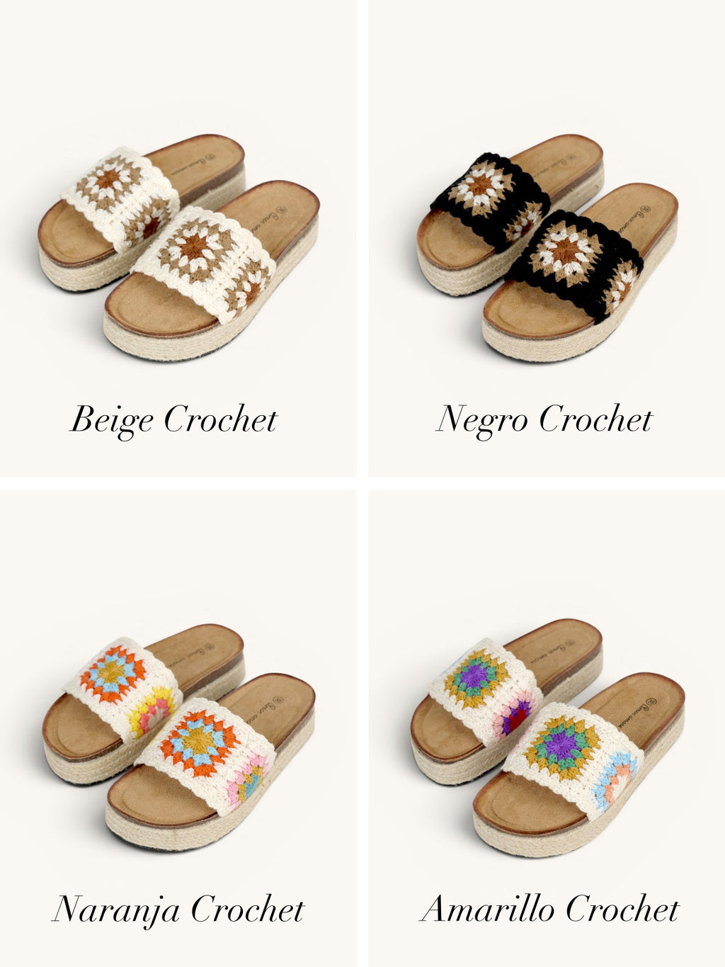 Sandalias Bio con Plataforma y Doble Hebilla de Velcro, Hebilla con Tachuales, Tira Ancha de Crochet Floral
