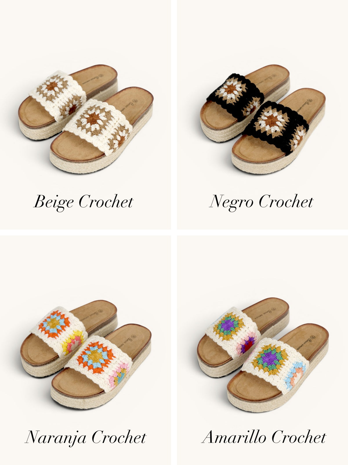 Sandalias Bio con Plataforma y Doble Hebilla de Velcro, Hebilla con Tachuales, Tira Ancha de Crochet Floral